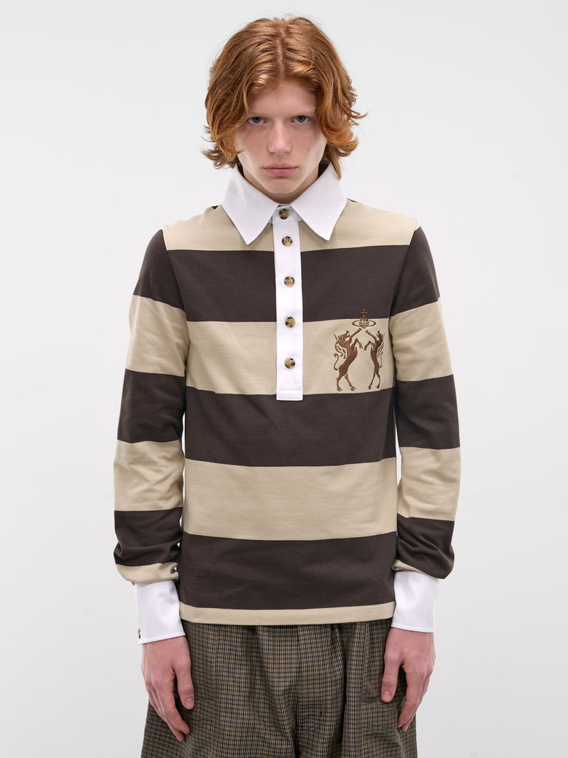 Brown Striped Archive Rugby Shirt (2H01000W-J00B3-STONE-BROWN)