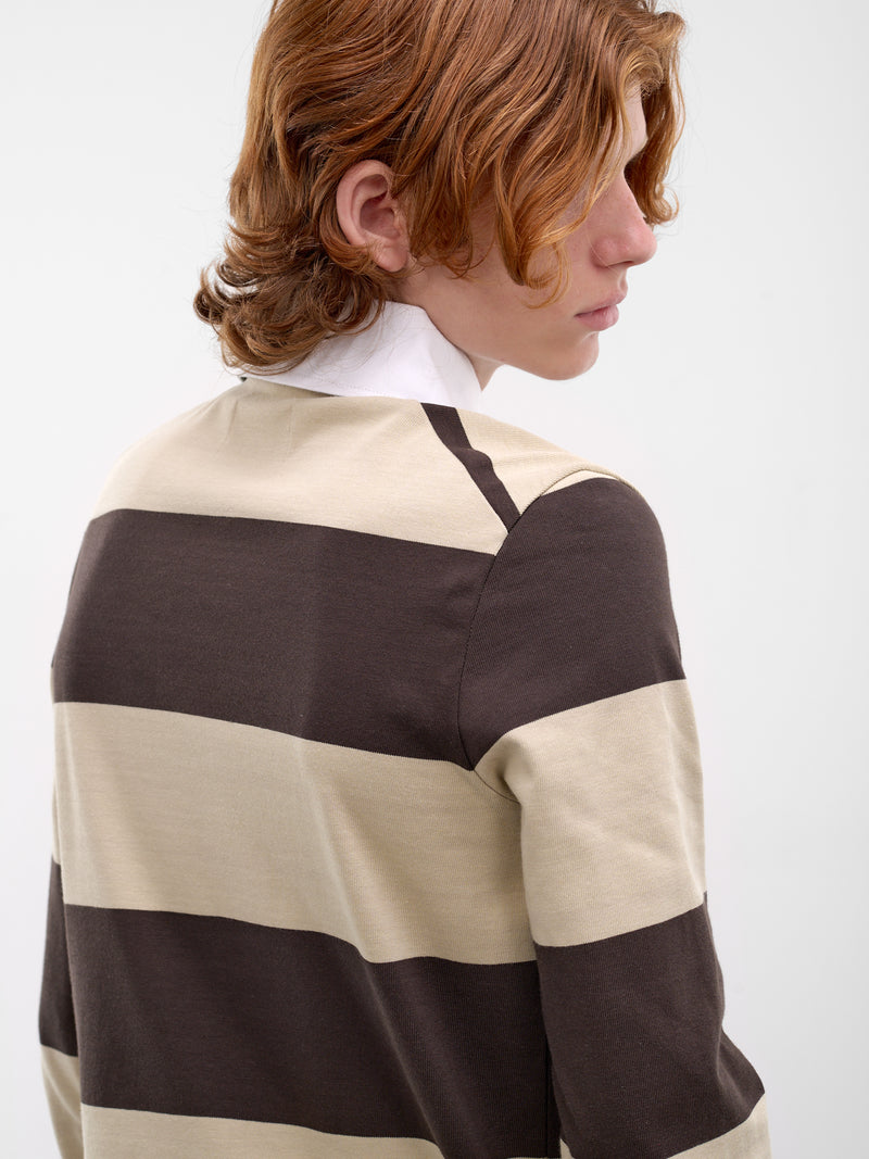 Brown Striped Archive Rugby Shirt (2H01000W-J00B3-STONE-BROWN)