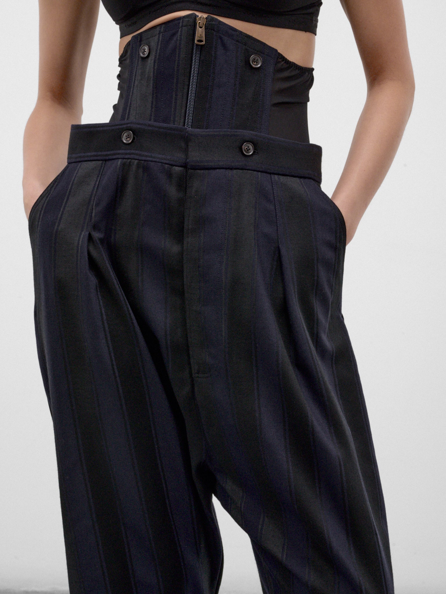Navy Wool Pleated Wide Trousers (2F01002N-W01NH-MIDNIGHT-BLUE-B)