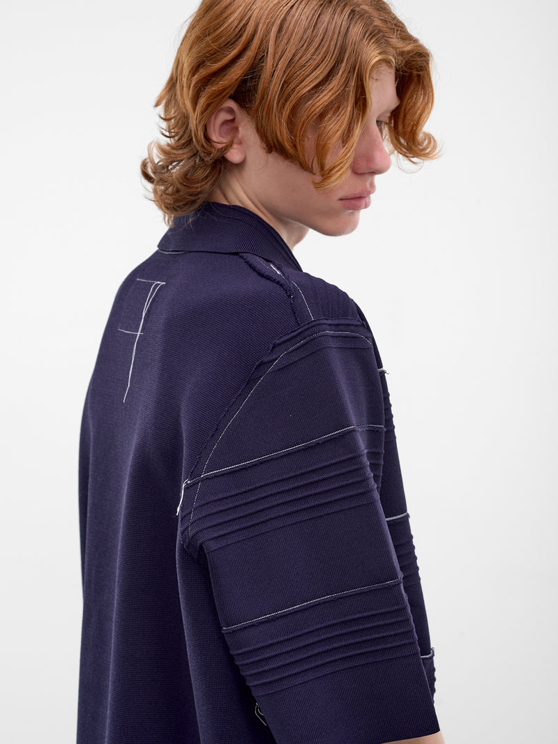 Navy Striped Knit Polo Shirt (CF-21-03-04-02-NAVY)