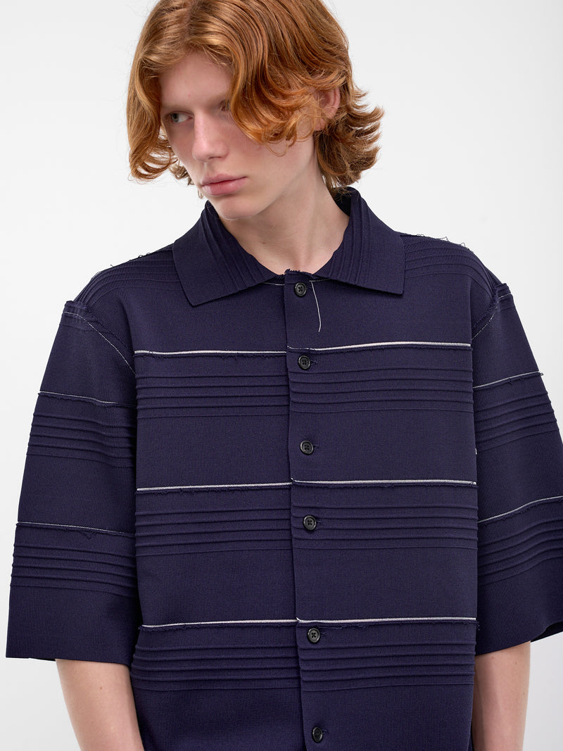 Navy Striped Knit Polo Shirt (CF-21-03-04-02-NAVY)