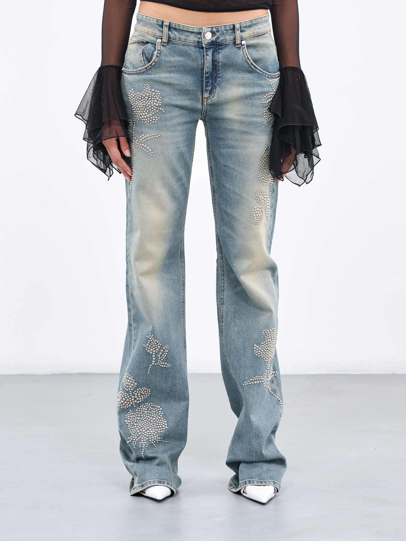 BLUMARINE Stud Flower Jeans | H.Lorenzo - front