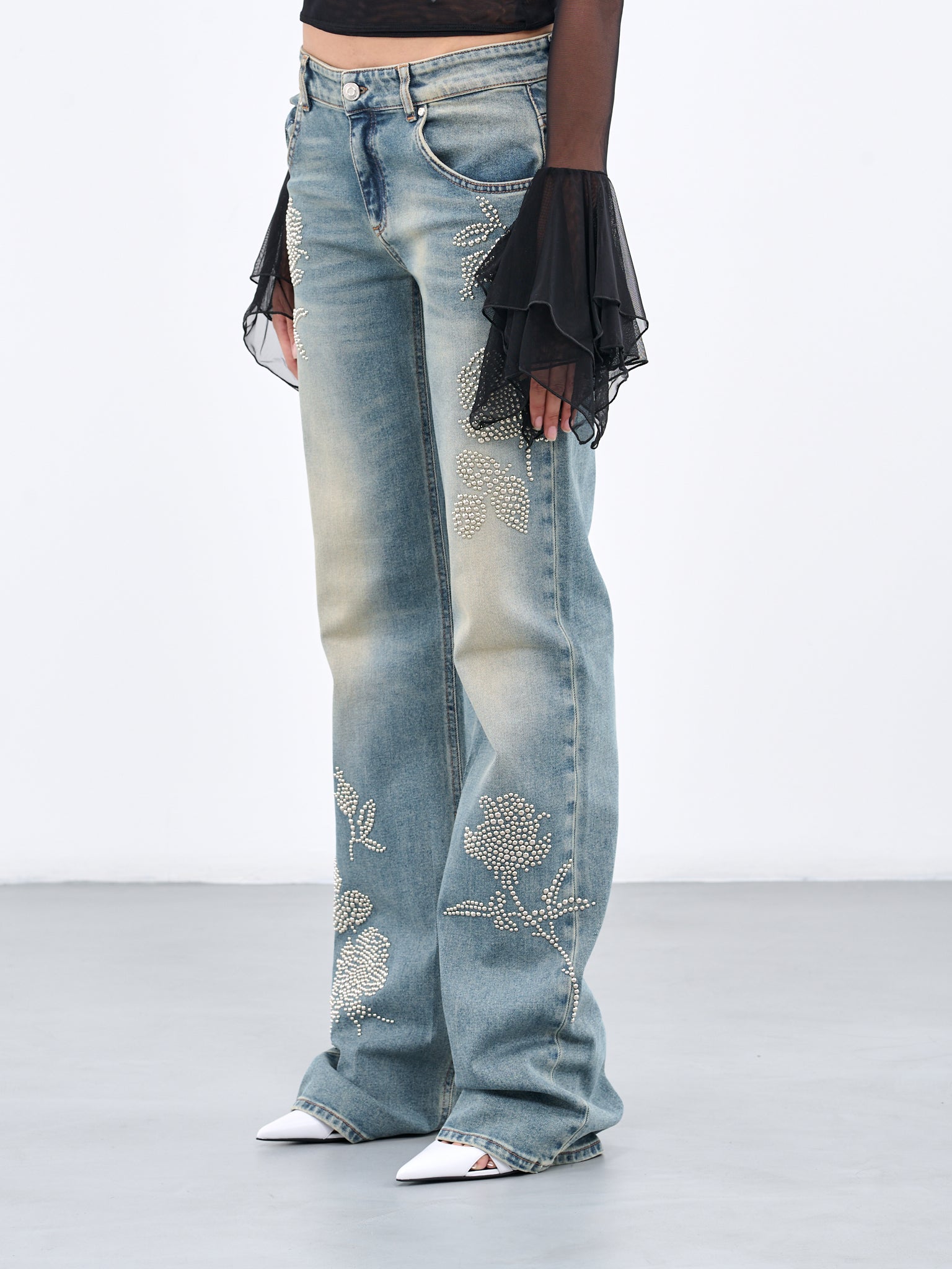 BLUMARINE Stud Flower Jeans | H.Lorenzo - side