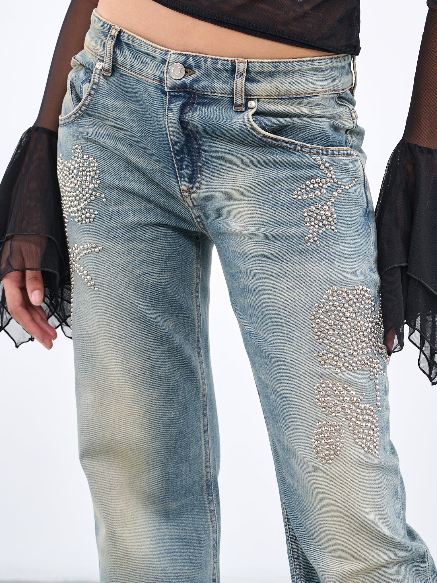 BLUMARINE Stud Flower Jeans | H.Lorenzo - detail 1