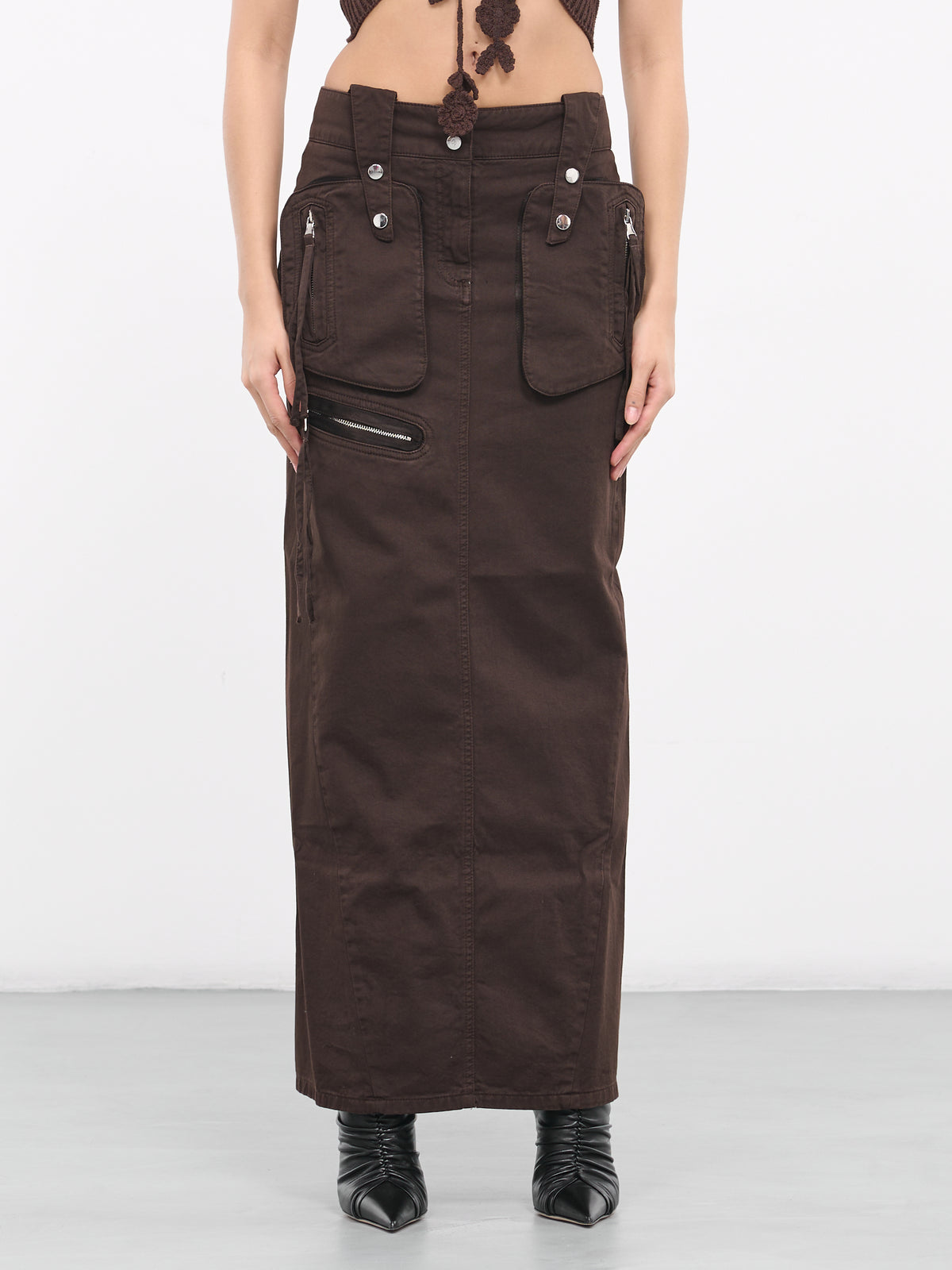 Denim Cargo Skirt (2J108A-D0541-CHOCOLATE)