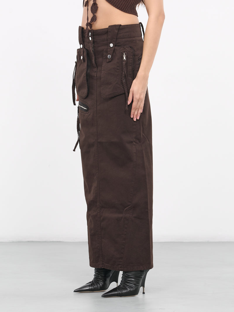 Denim Cargo Skirt (2J108A-D0541-CHOCOLATE)