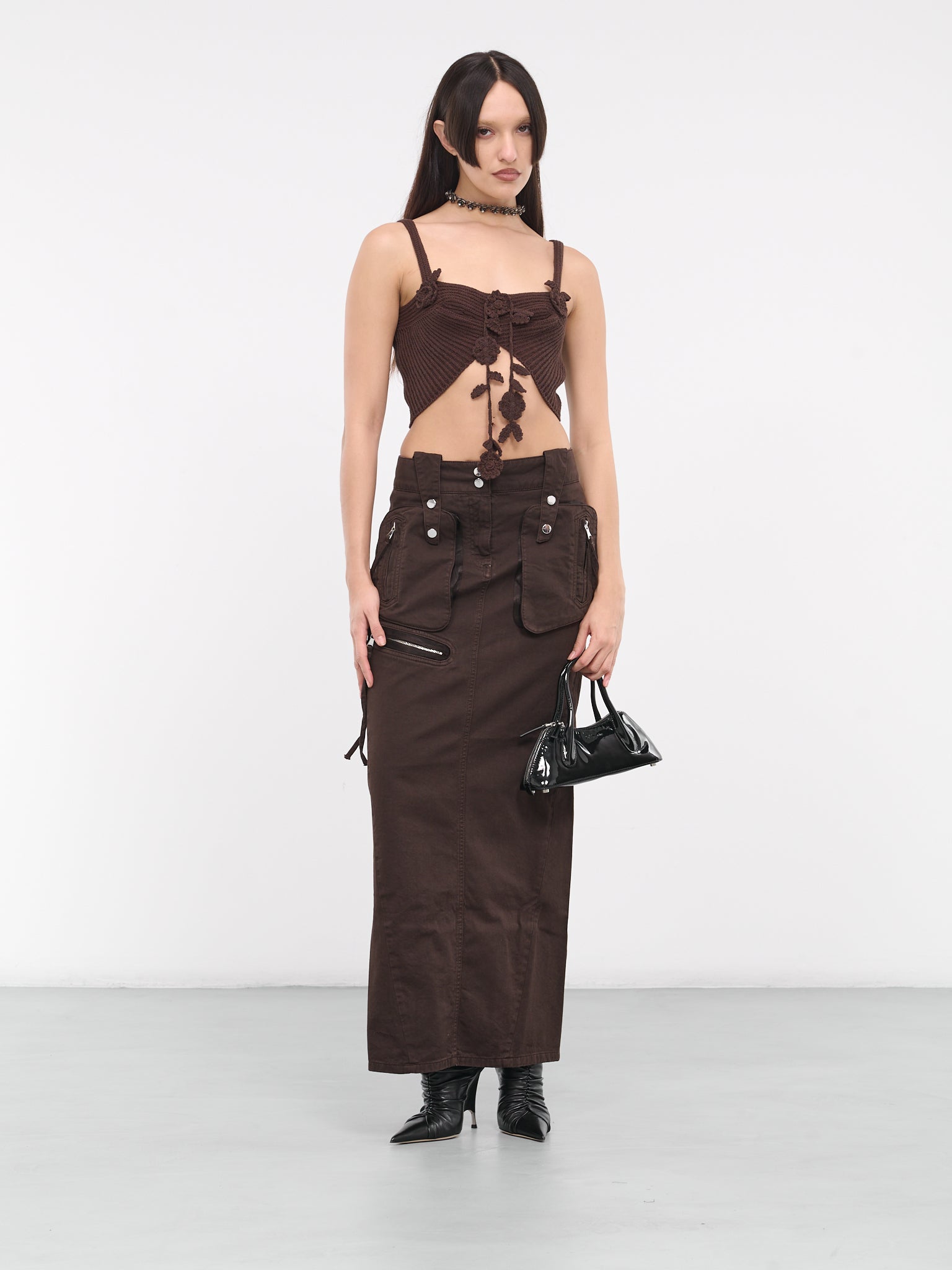Denim Cargo Skirt (2J108A-D0541-CHOCOLATE)