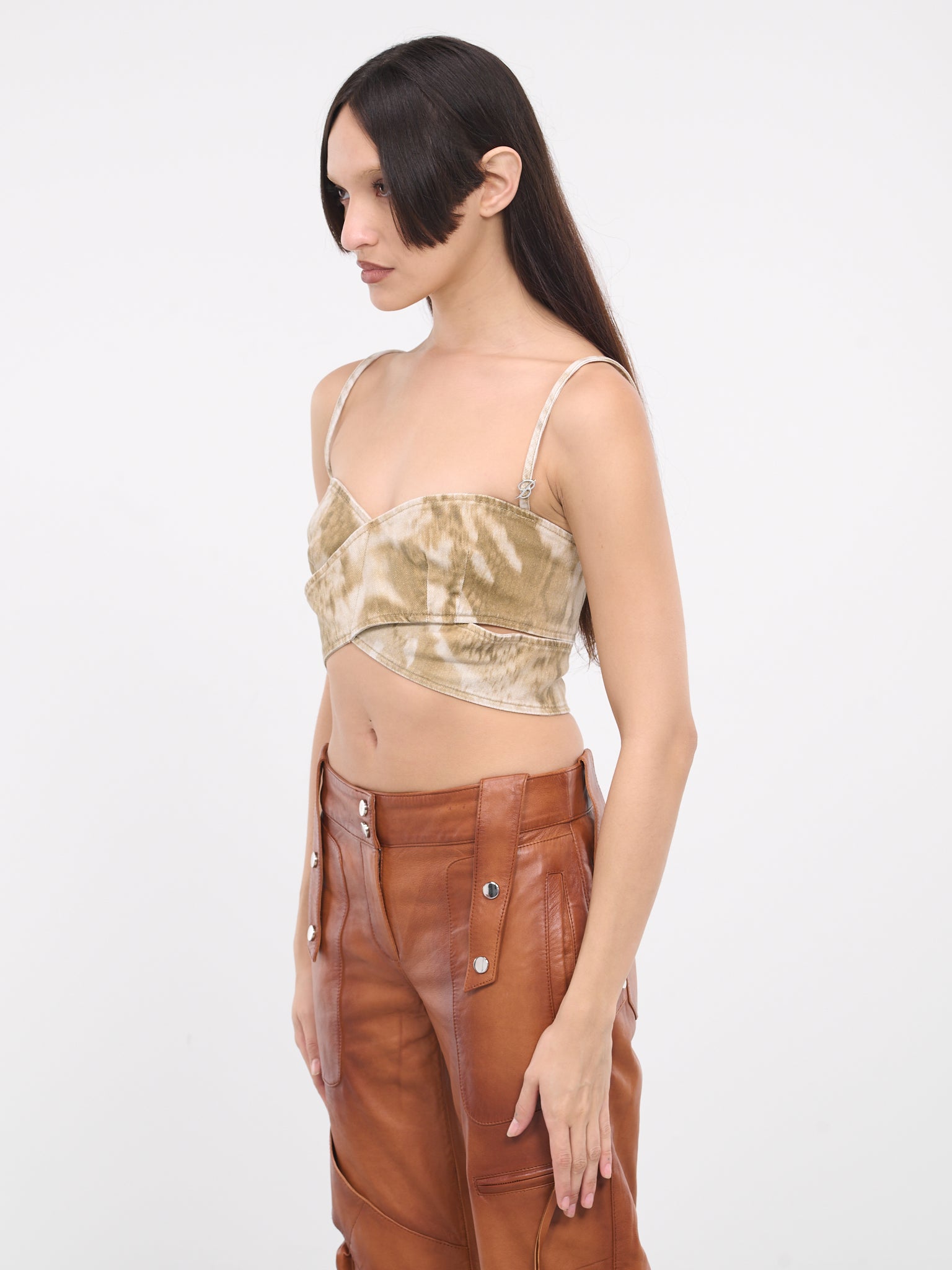 Camouflage Chiné Crossed Top (2J137A-T5769-TAUPE-GREY)