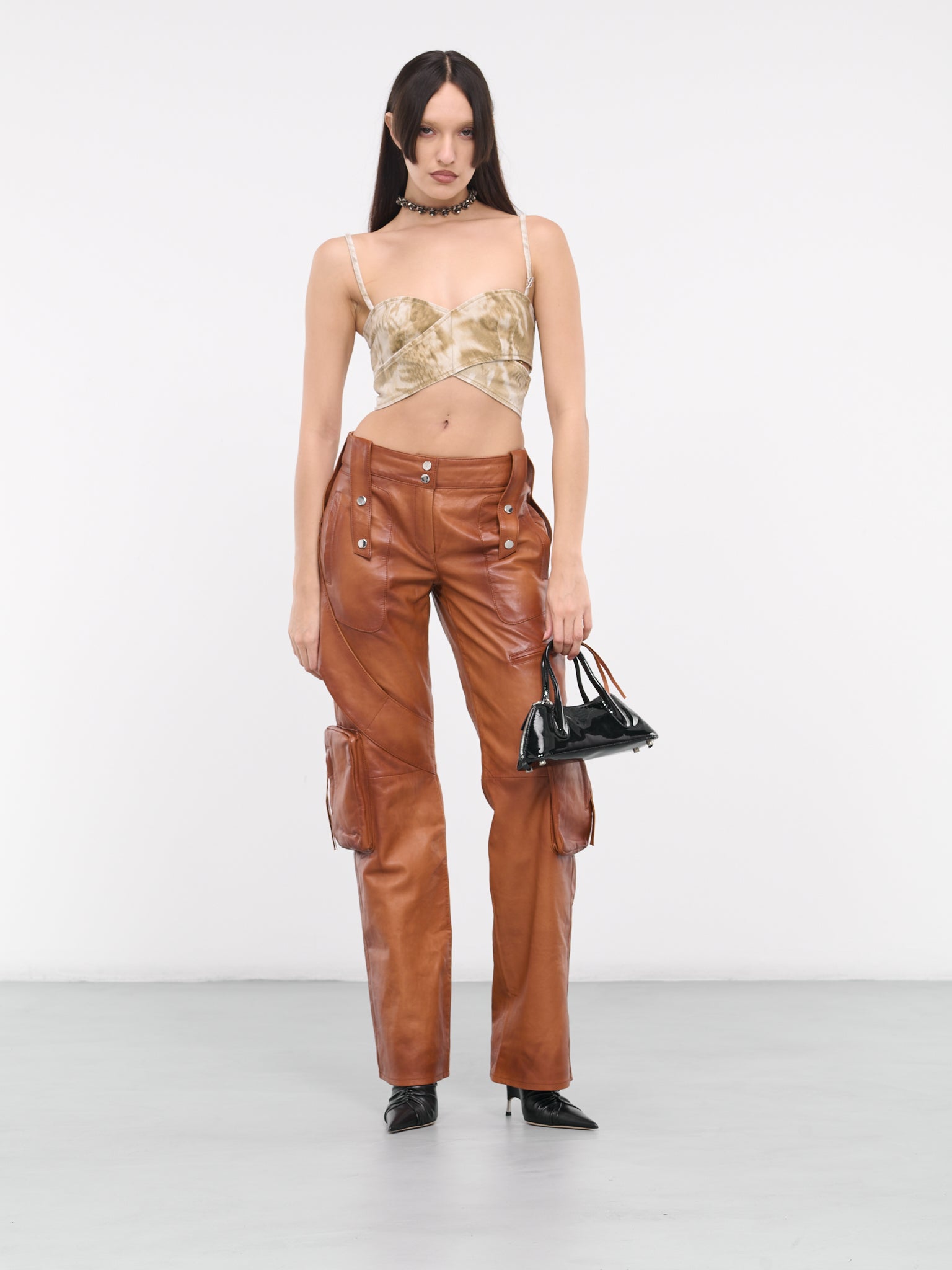 Camouflage Chiné Crossed Top (2J137A-T5769-TAUPE-GREY)