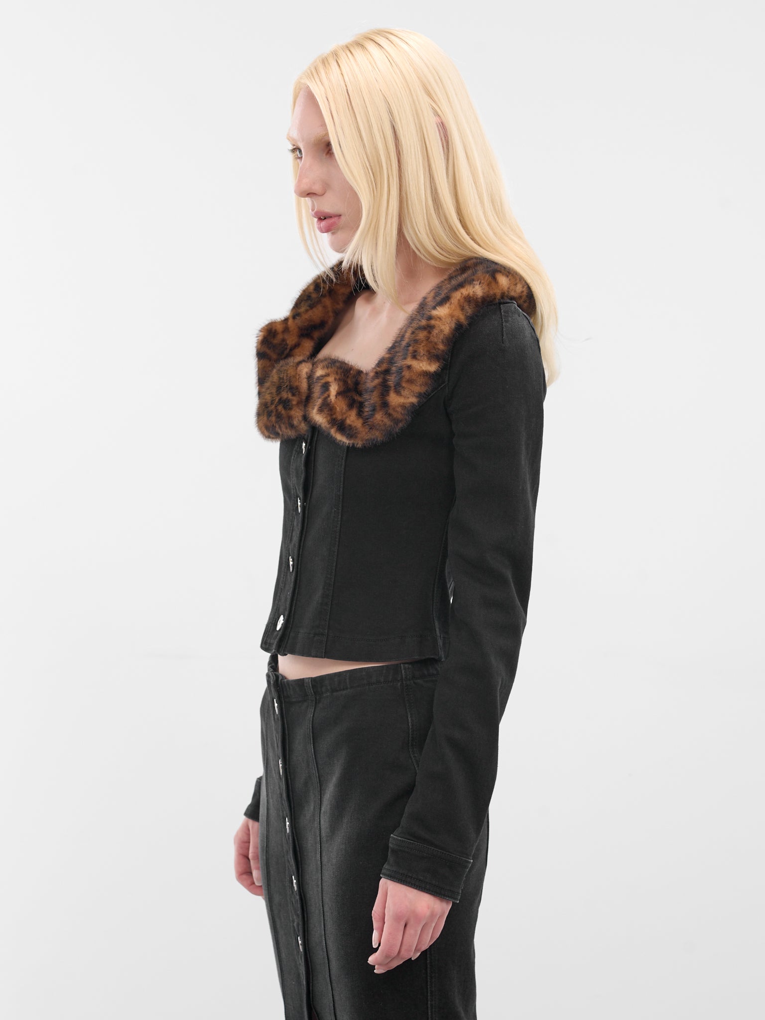 Black Fur Trim Denim Jacket (2J206A-N0990-BLACK)