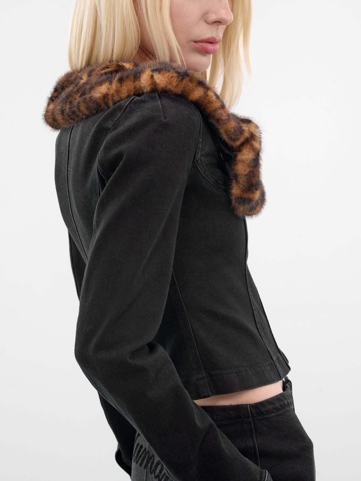 Black Fur Trim Denim Jacket (2J206A-N0990-BLACK)