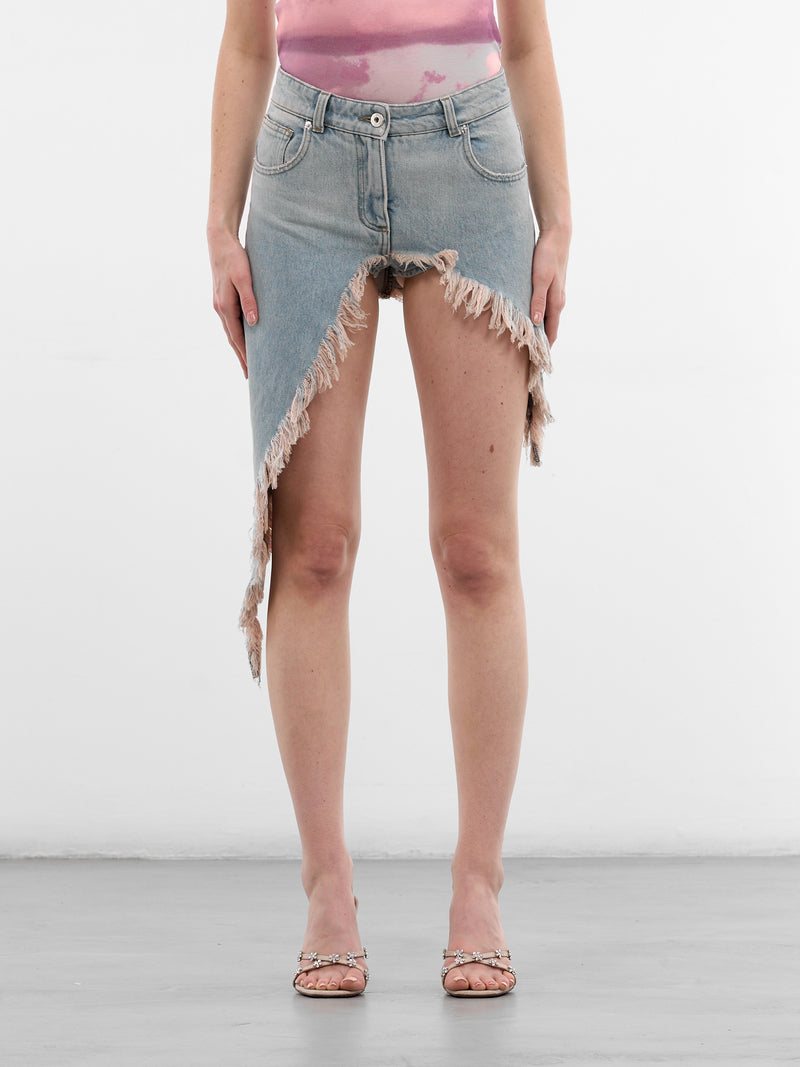 Blue Denim Deconstructed Mini Skirt (2J243A-D0645-AQUAMARINE)