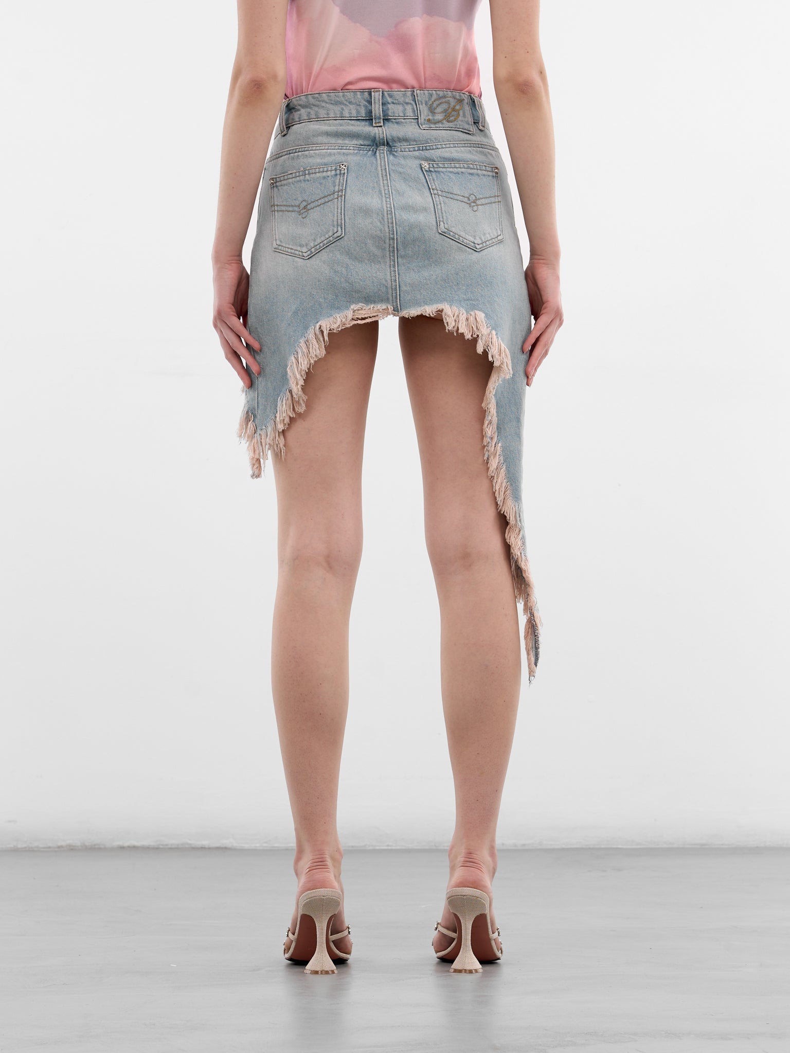 Blue Denim Deconstructed Mini Skirt (2J243A-D0645-AQUAMARINE)