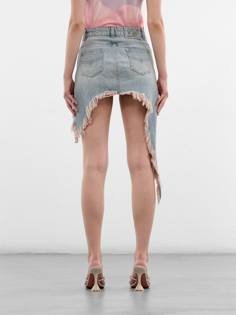 Blue Denim Deconstructed Mini Skirt (2J243A-D0645-AQUAMARINE)