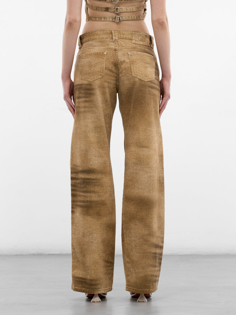 Beige Printed Denim Cargo Jeans (2J249A-D8265-AMPHORA-BEIGE)