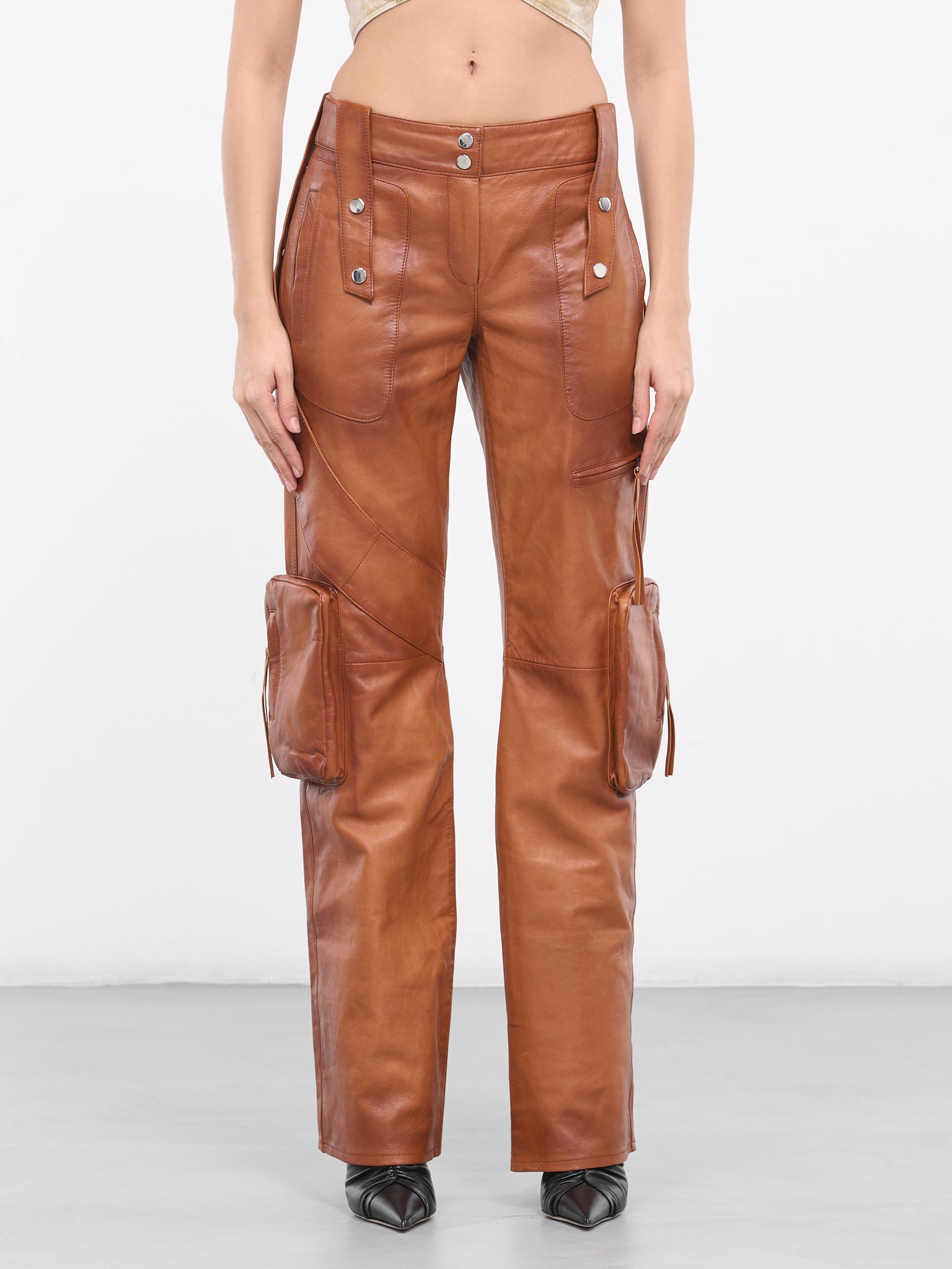 Leather Cargo Pants (2L047A-N0557-CAMOSCIO)