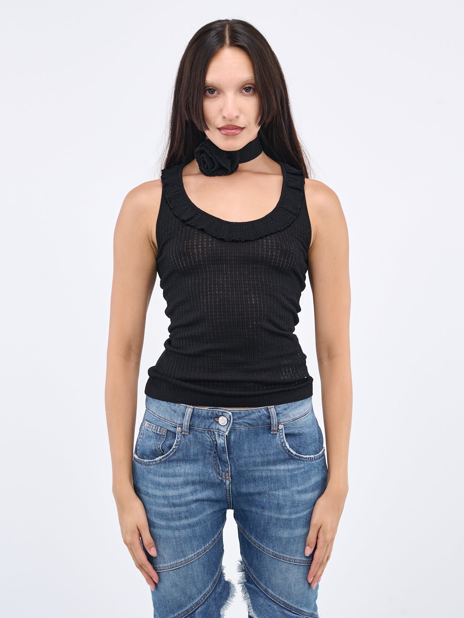 BLUMARINE Ruffle Choker Top | H.Lorenzo - front