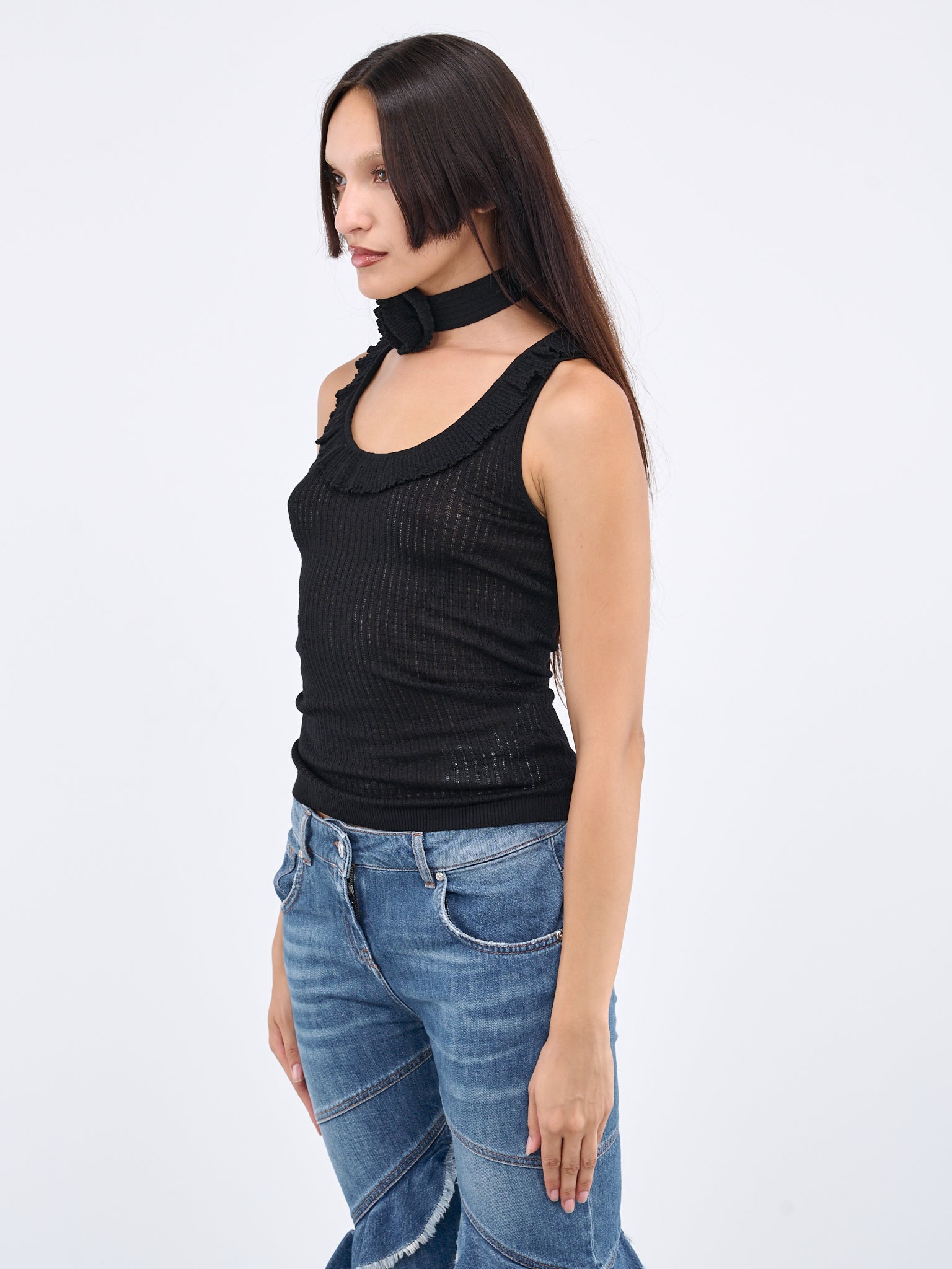 BLUMARINE Ruffle Choker Top | H.Lorenzo - styled
