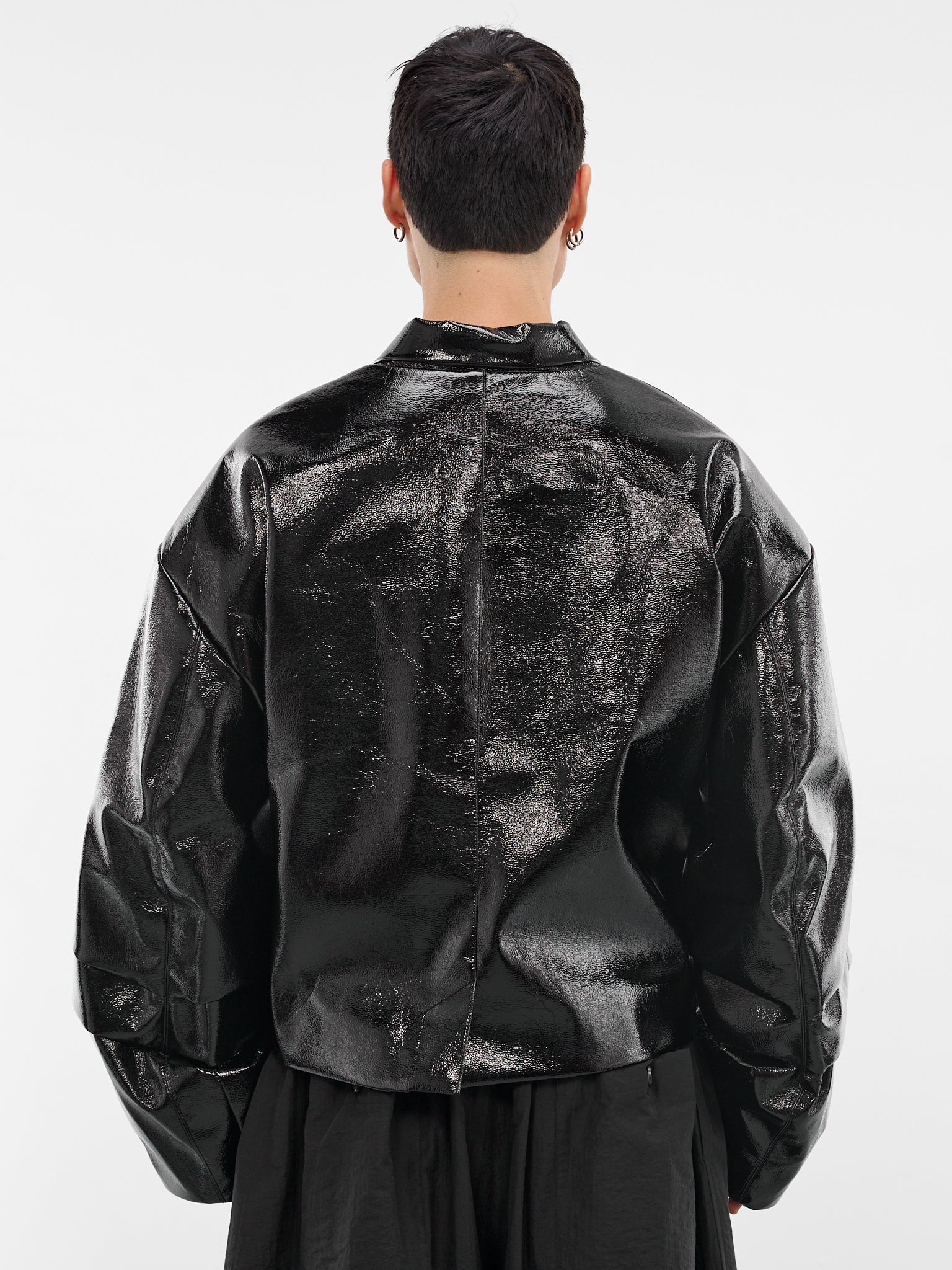 Black Glossy Cropped Hanbok Jacket (2 MI2JK720BK-BLACK)