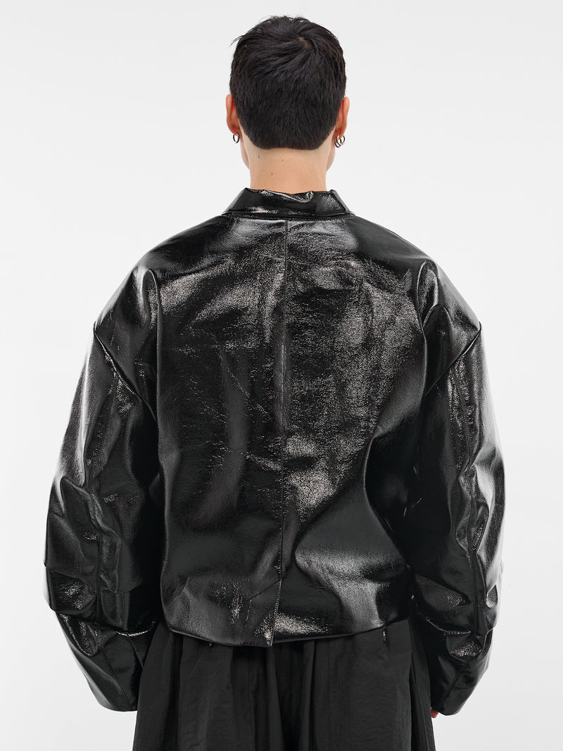 Black Glossy Cropped Hanbok Jacket (2 MI2JK720BK-BLACK)