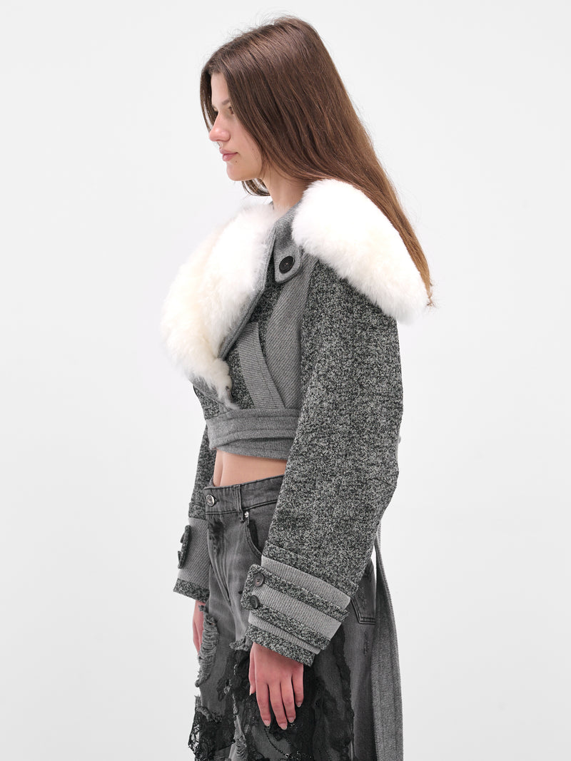 Gray Cropped Goat Fur Jacket (2S095A-BUTTER-BLACK)
