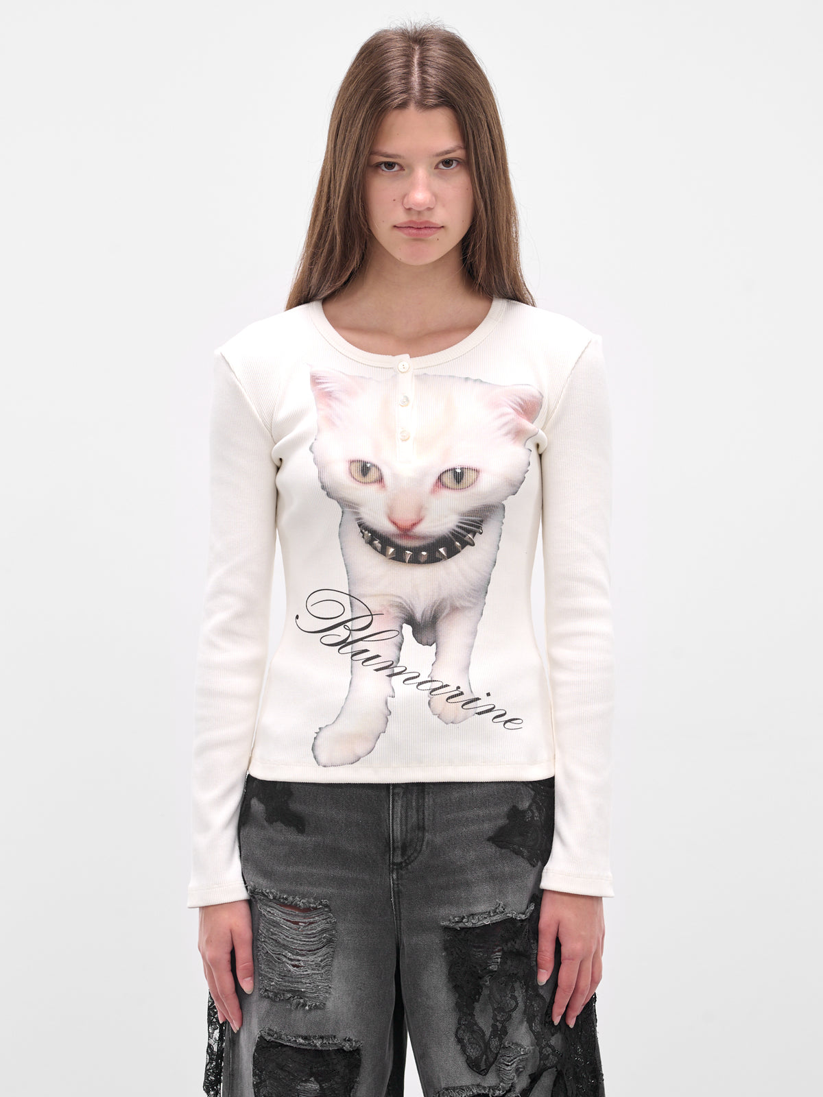 White Cat Graphic Long Sleeve (2T100A-C1031-NATURAL-WHITE-N)