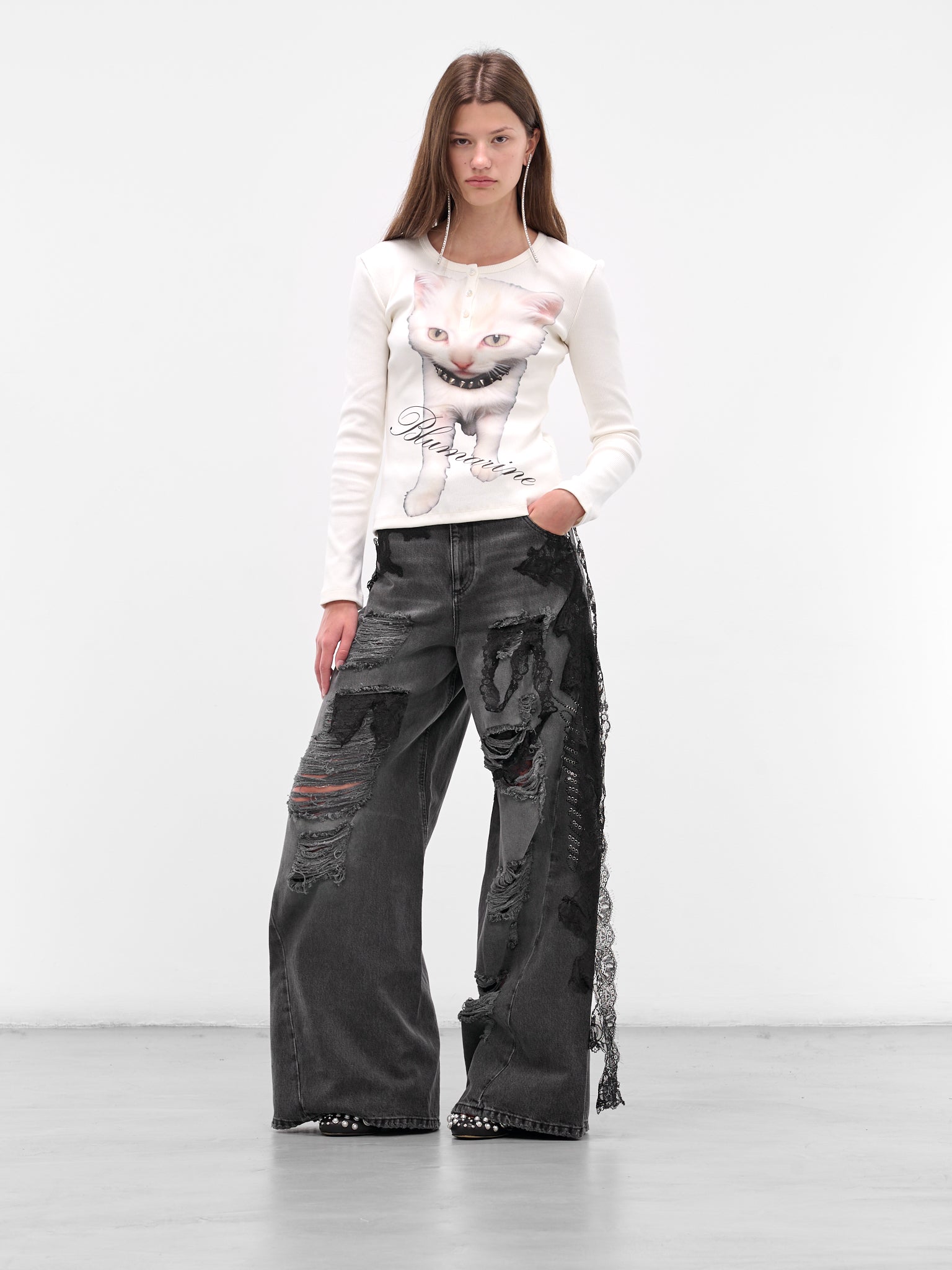 White Cat Graphic Long Sleeve (2T100A-C1031-NATURAL-WHITE-N)