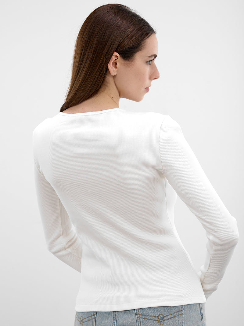 White Dolphin Graphic Rhinestone Tee (2T122A-N0103-NATURAL-WHITE)