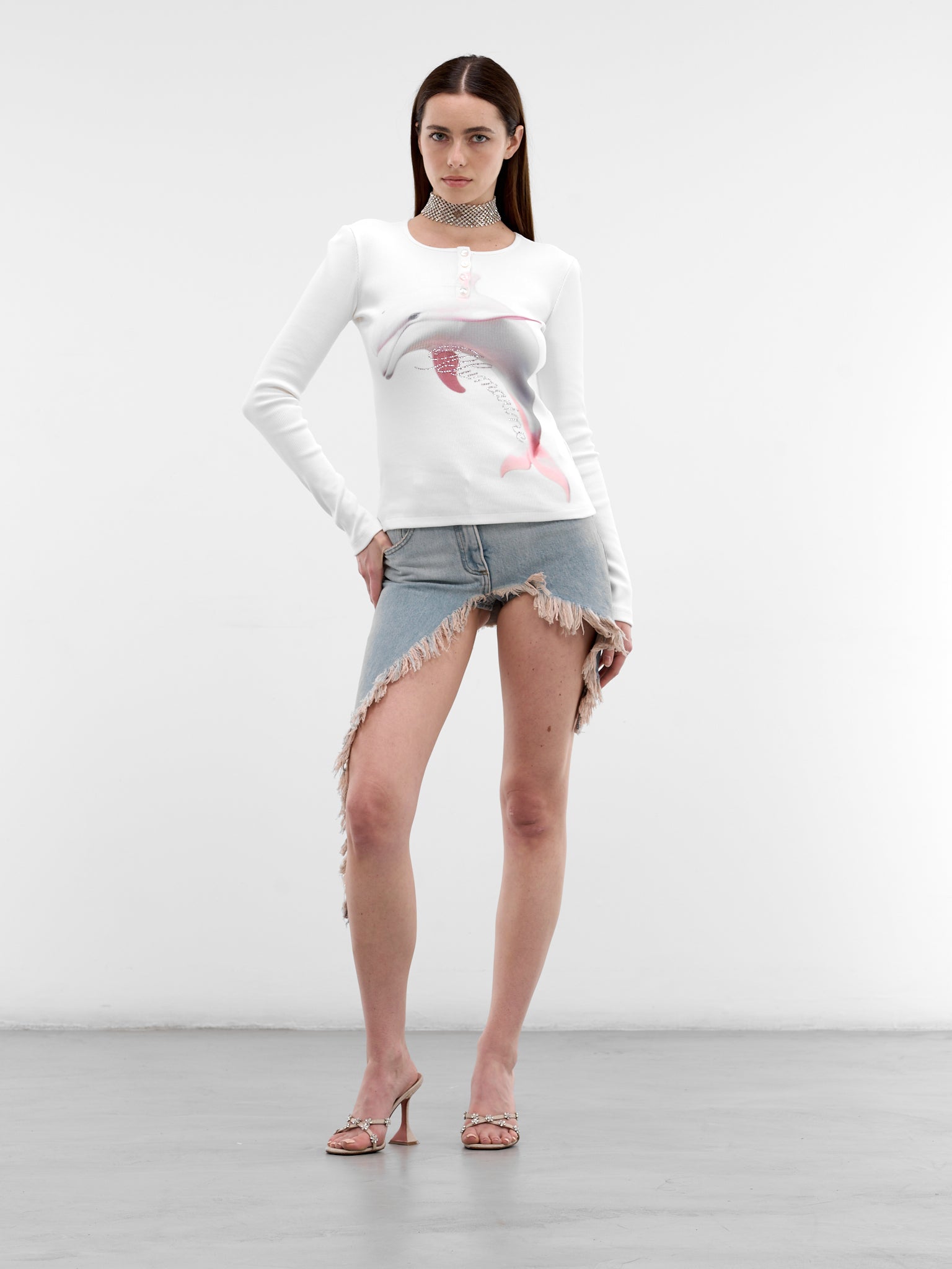 Blue Denim Deconstructed Mini Skirt (2J243A-D0645-AQUAMARINE)