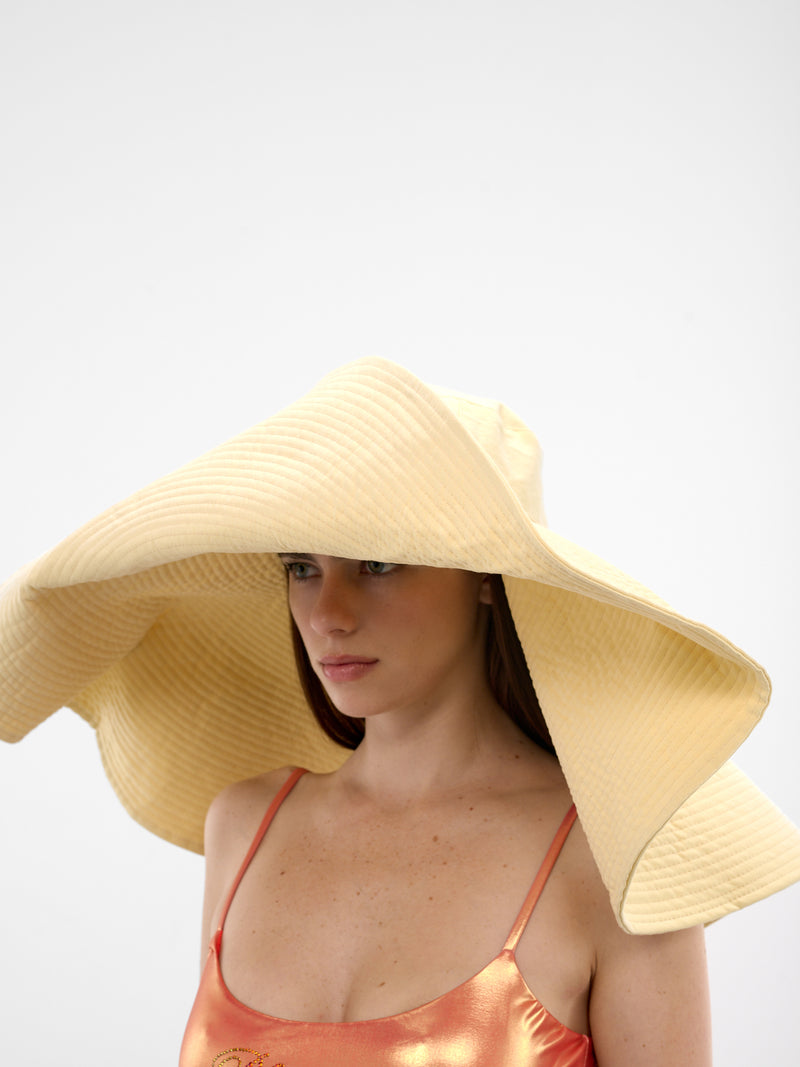 Beige Canvas Oversized Bucket Hat (2W417A-N0218-VANILLA)