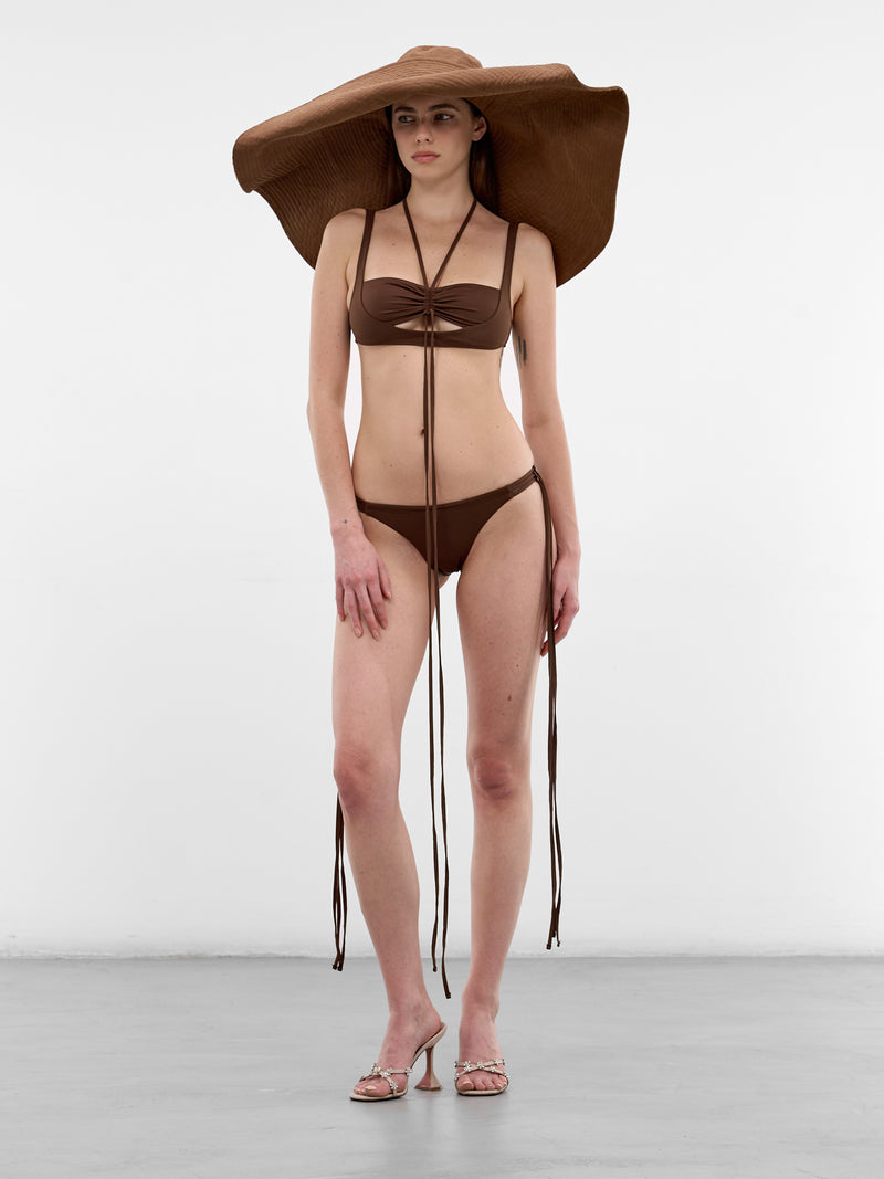 Brown Rhinestone Straps Bikini Bottom (2D024A-N0541-CHOCOLATE-BROWN)