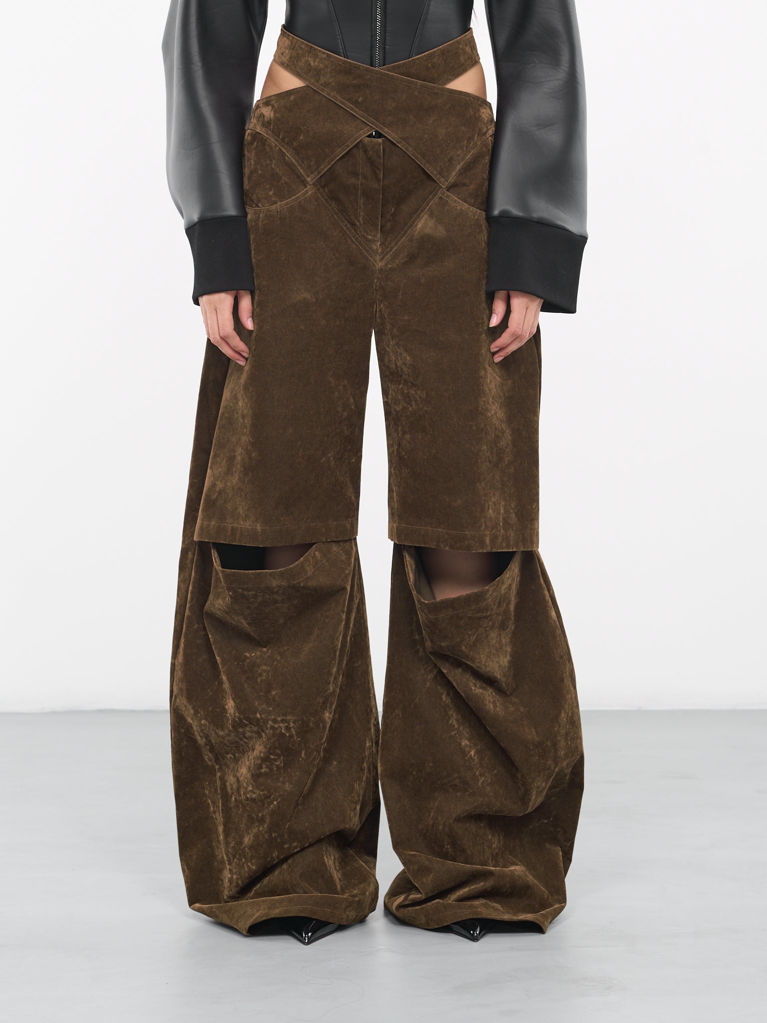 Velvet Wide Trousers (300012A-VXE027-215-BROWN)