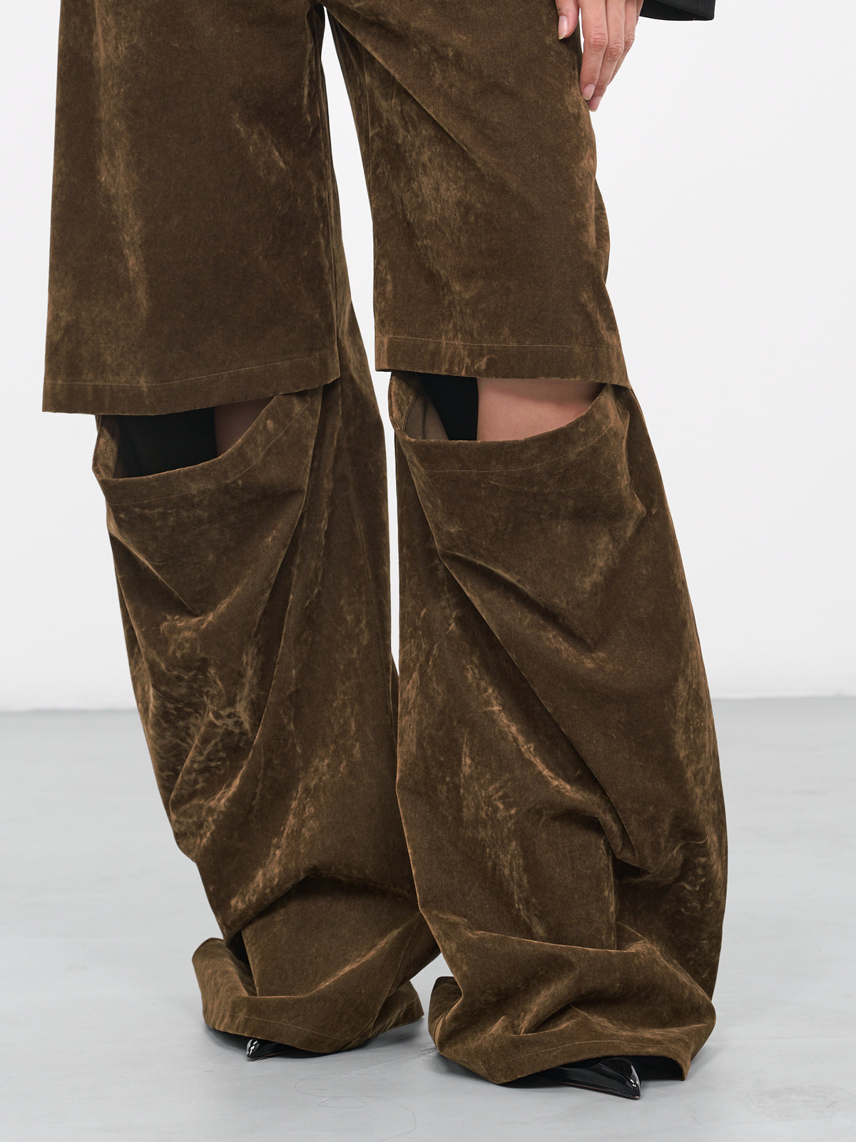 Velvet Wide Trousers (300012A-VXE027-215-BROWN)