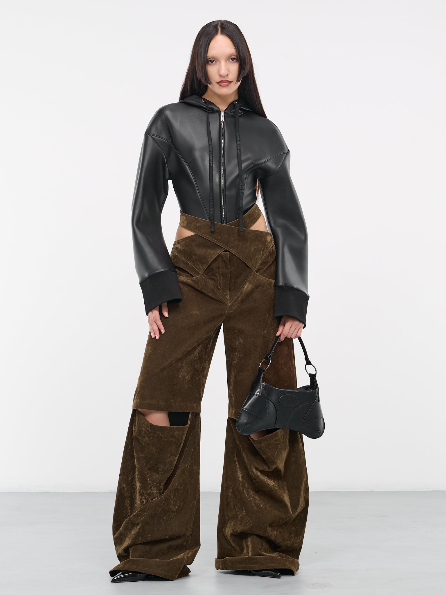 Velvet Wide Trousers (300012A-VXE027-215-BROWN)