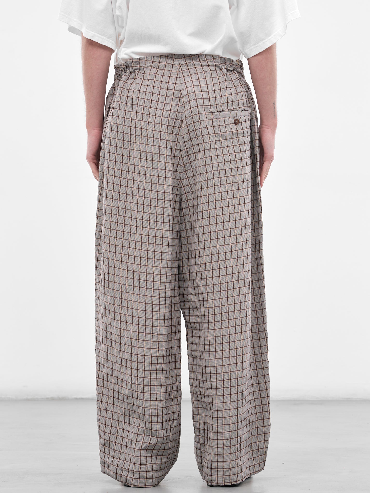 Gray Plaid Drawstring Baggy Pants (30050A-HC270-MEDIUM-BROWN)