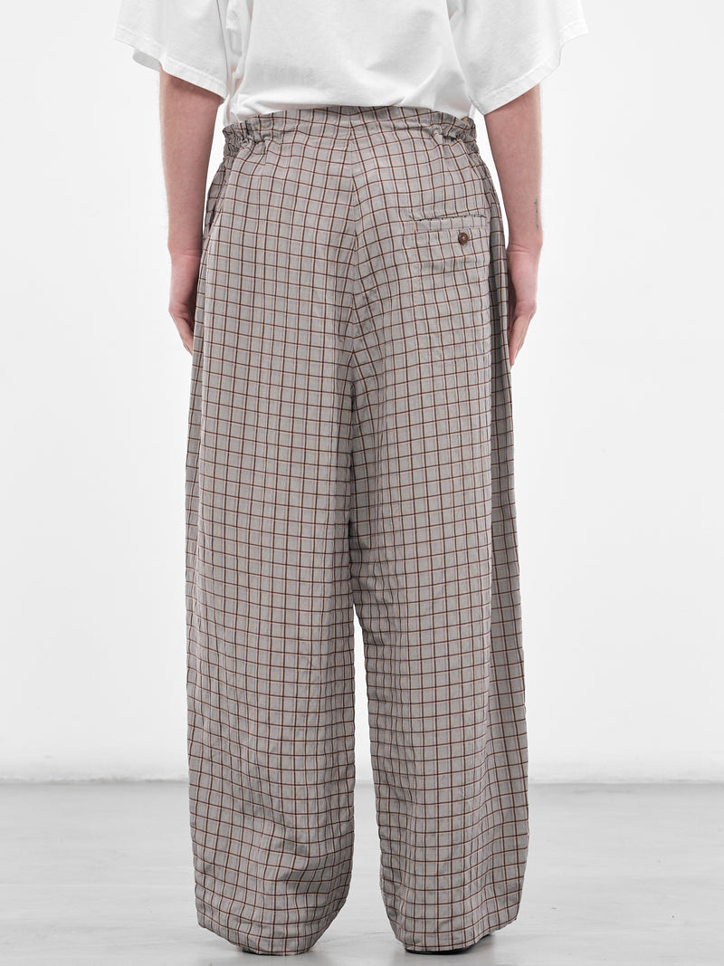 Gray Plaid Drawstring Baggy Pants (30050A-HC270-MEDIUM-BROWN)