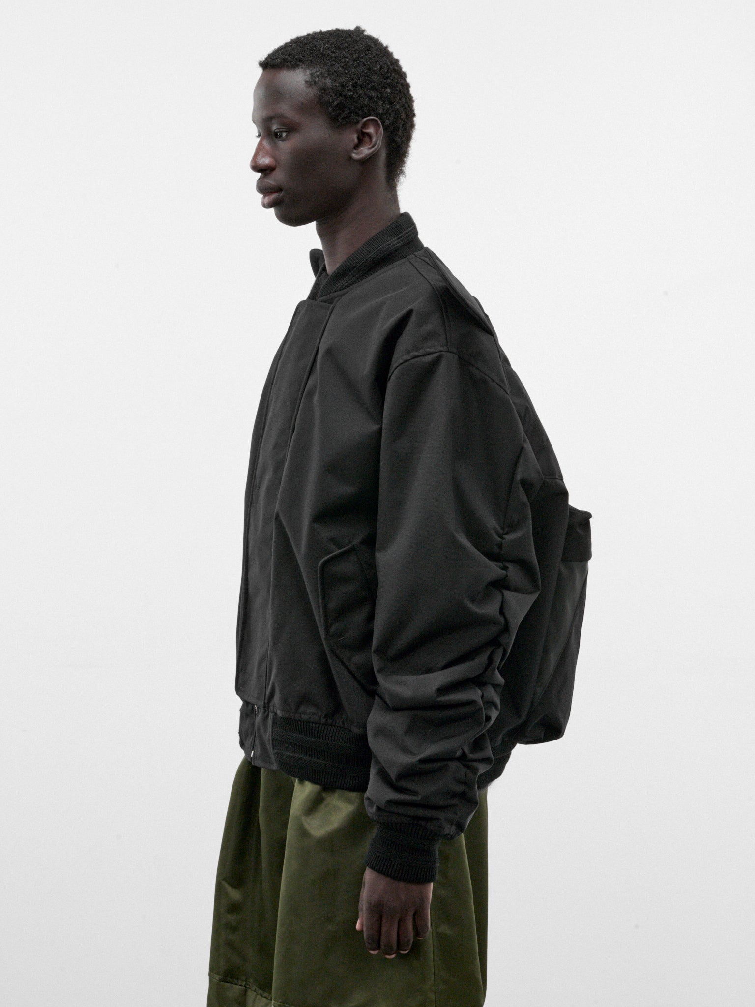 Black Nylon Monster Bomber (3007-MONSTER-CC8-BLACK)