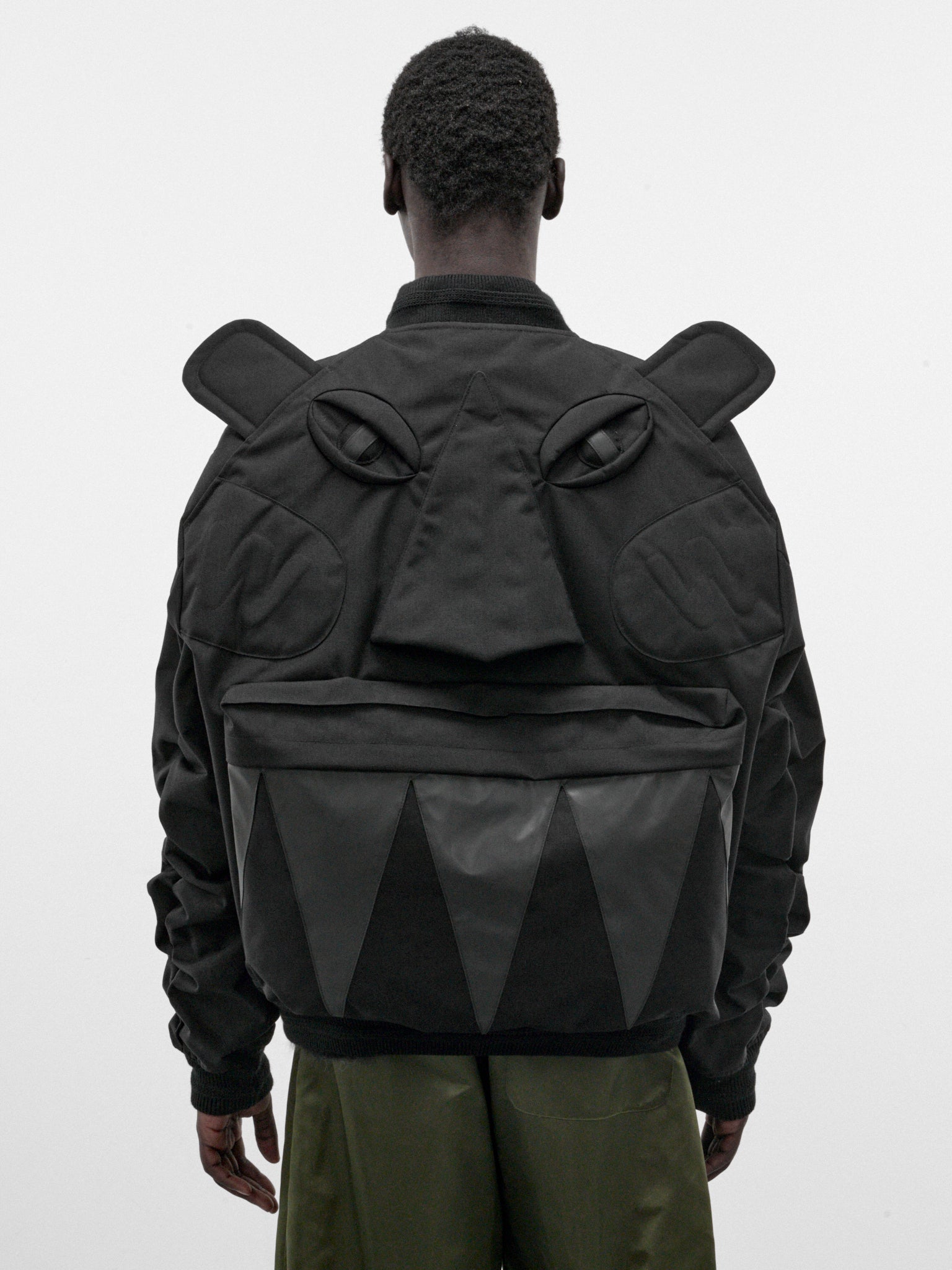 Black Nylon Monster Bomber (3007-MONSTER-CC8-BLACK)