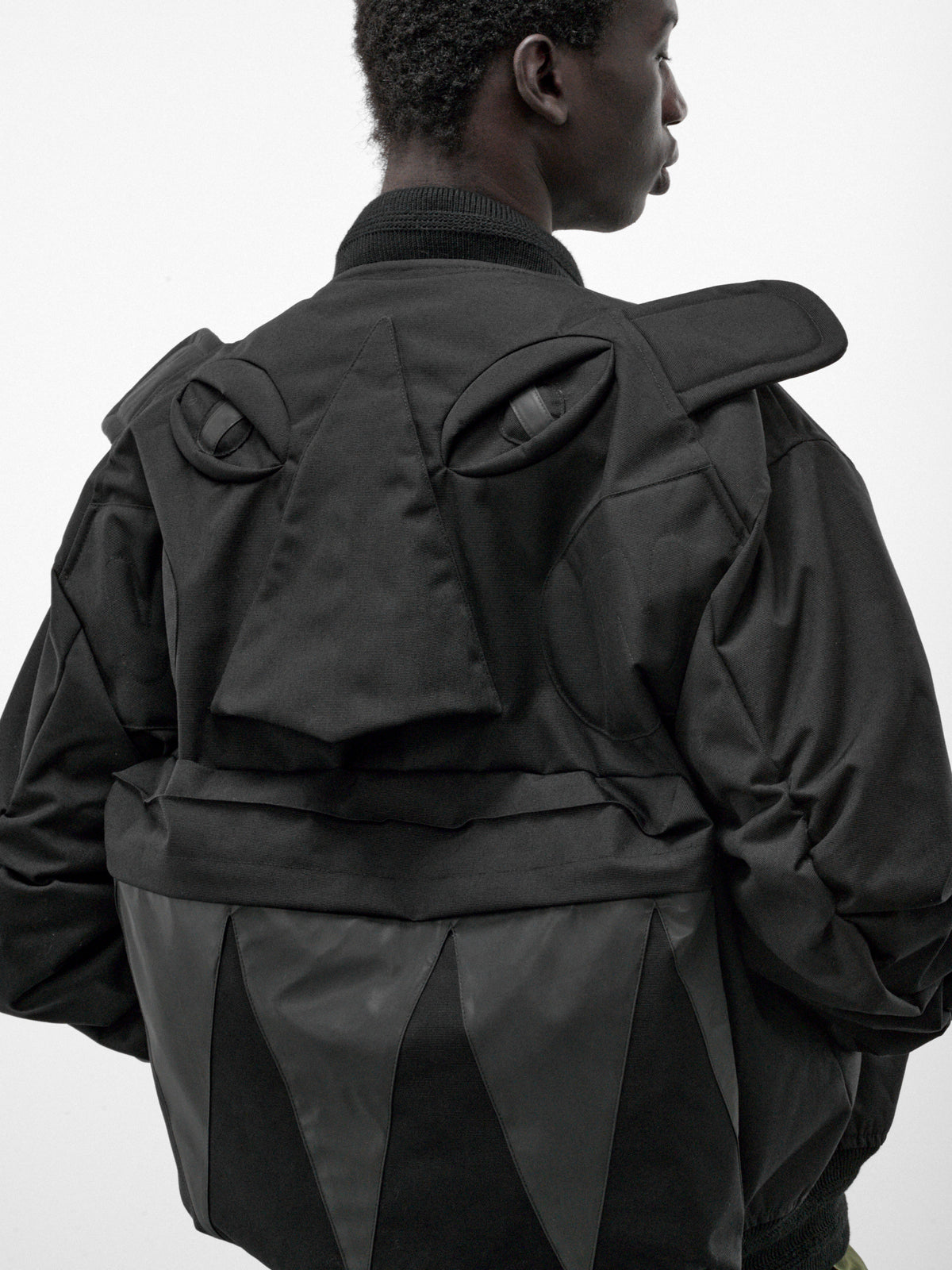 Black Nylon Monster Bomber (3007-MONSTER-CC8-BLACK)