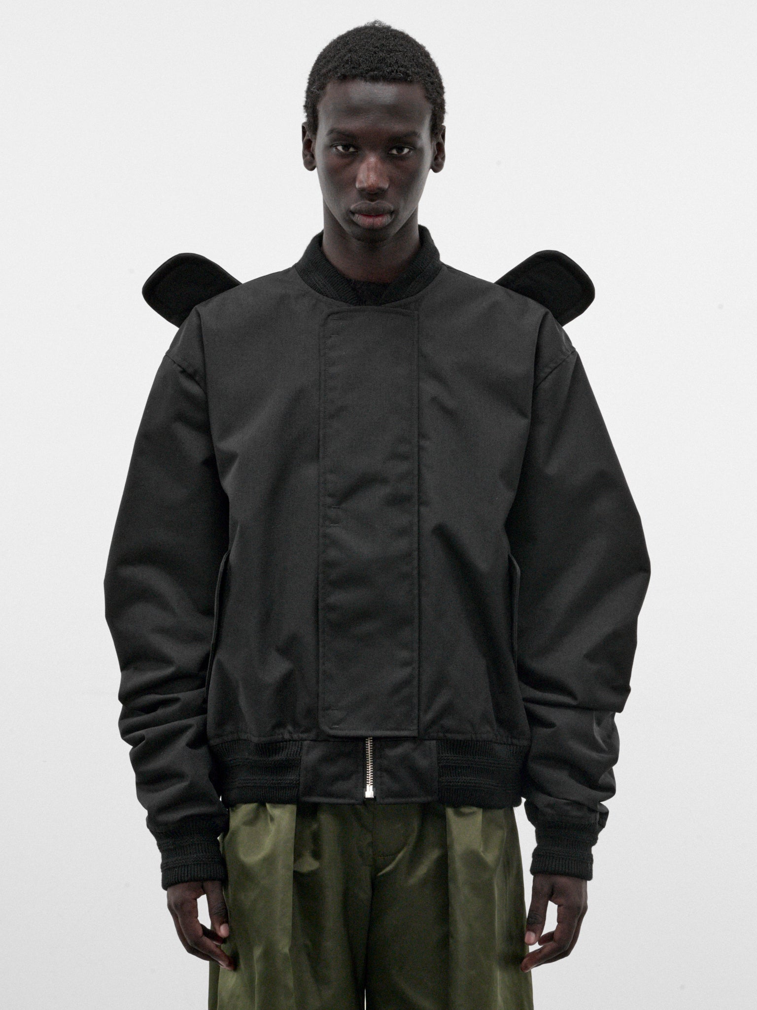 Black Nylon Monster Bomber (3007-MONSTER-CC8-BLACK)