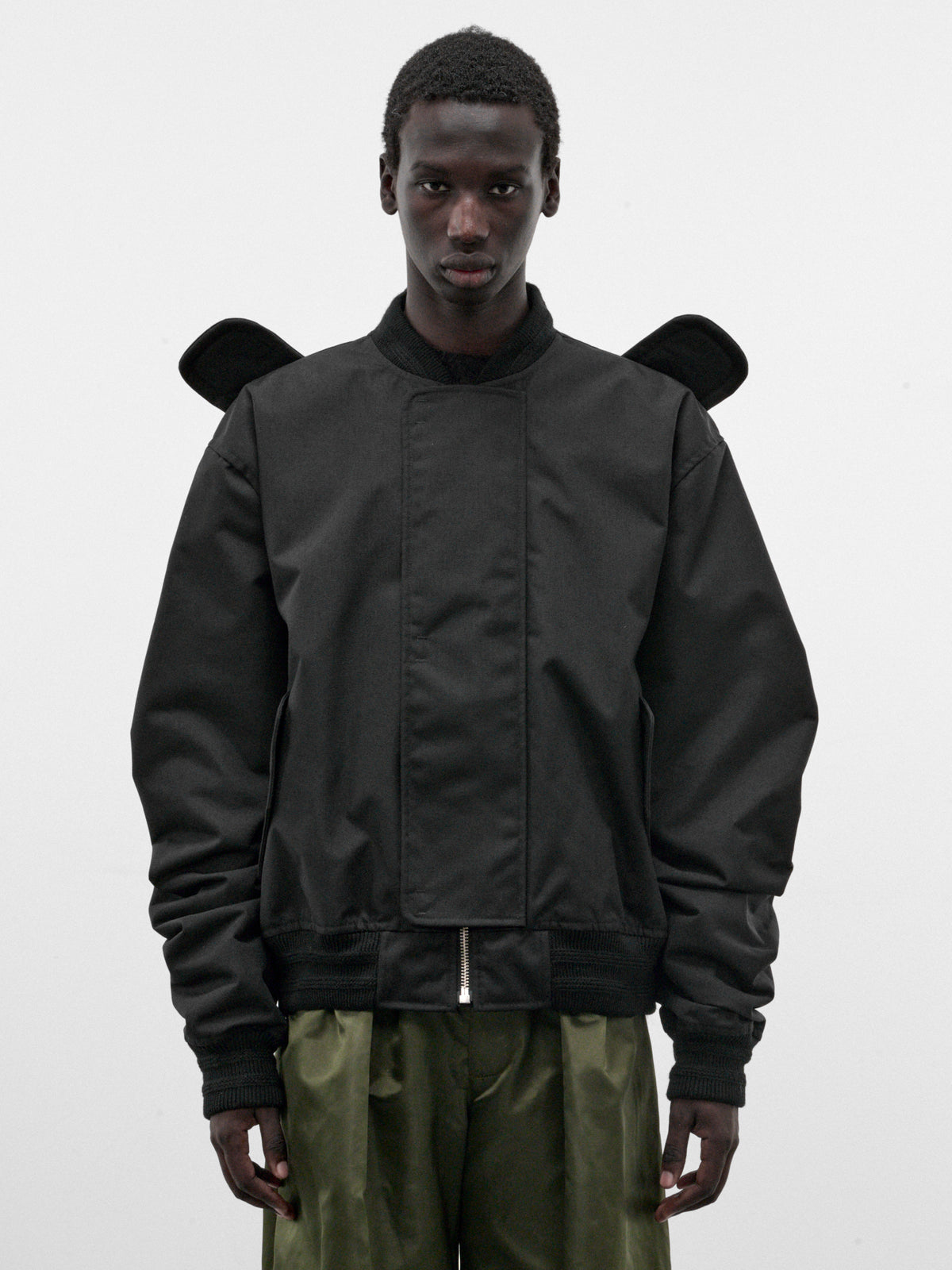Black Nylon Monster Bomber (3007-MONSTER-CC8-BLACK)