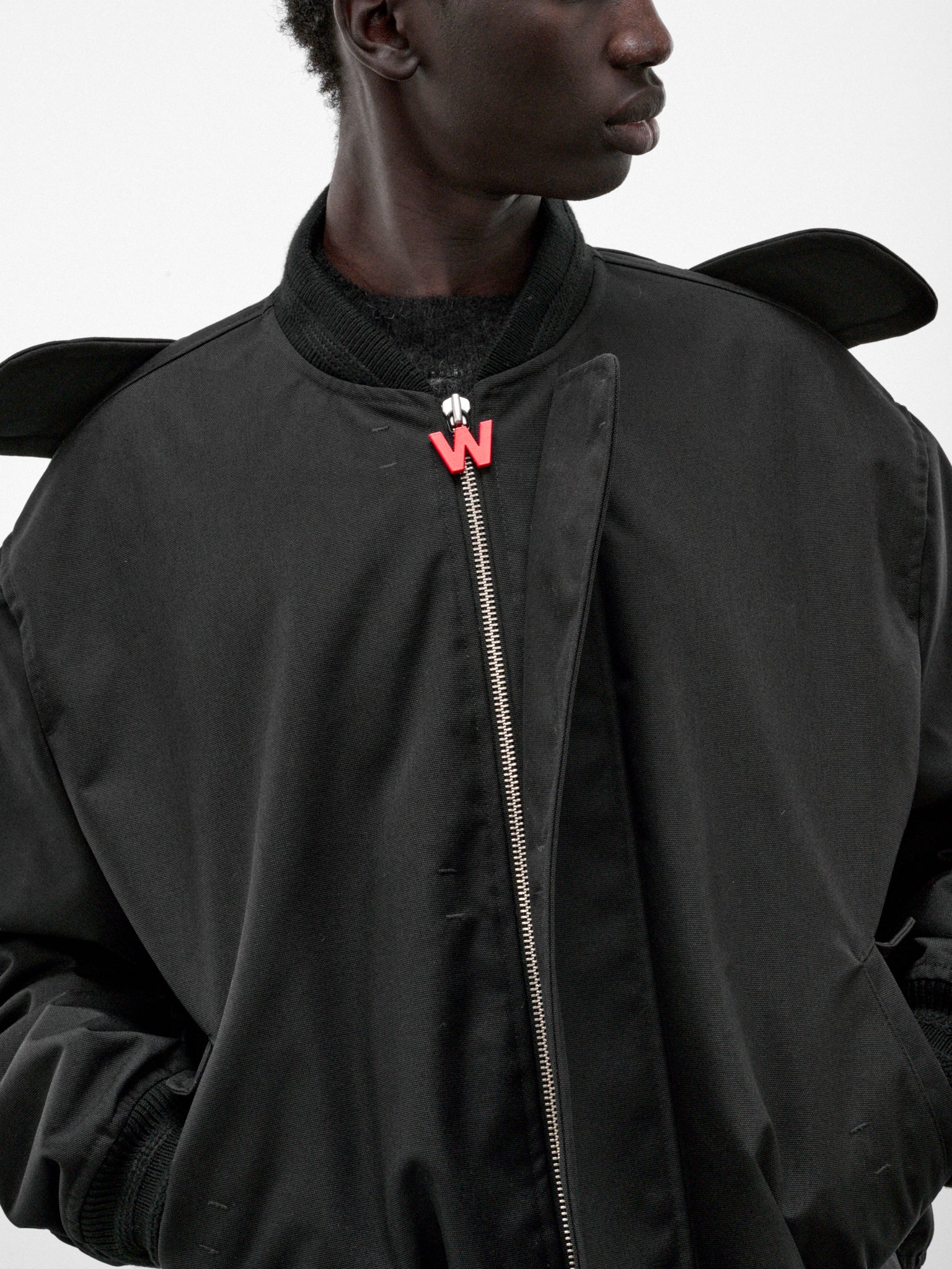 Black Nylon Monster Bomber (3007-MONSTER-CC8-BLACK)