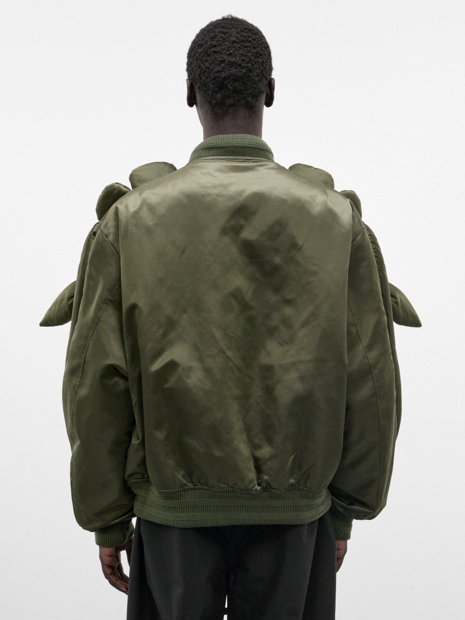 Green Nylon Flower Power Bomber (3008-FLOWER-POWER-CC9-MILITARY)