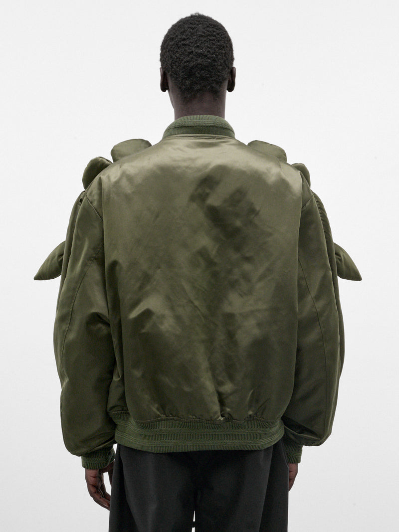 Green Nylon Flower Power Bomber (3008-FLOWER-POWER-CC9-MILITARY)