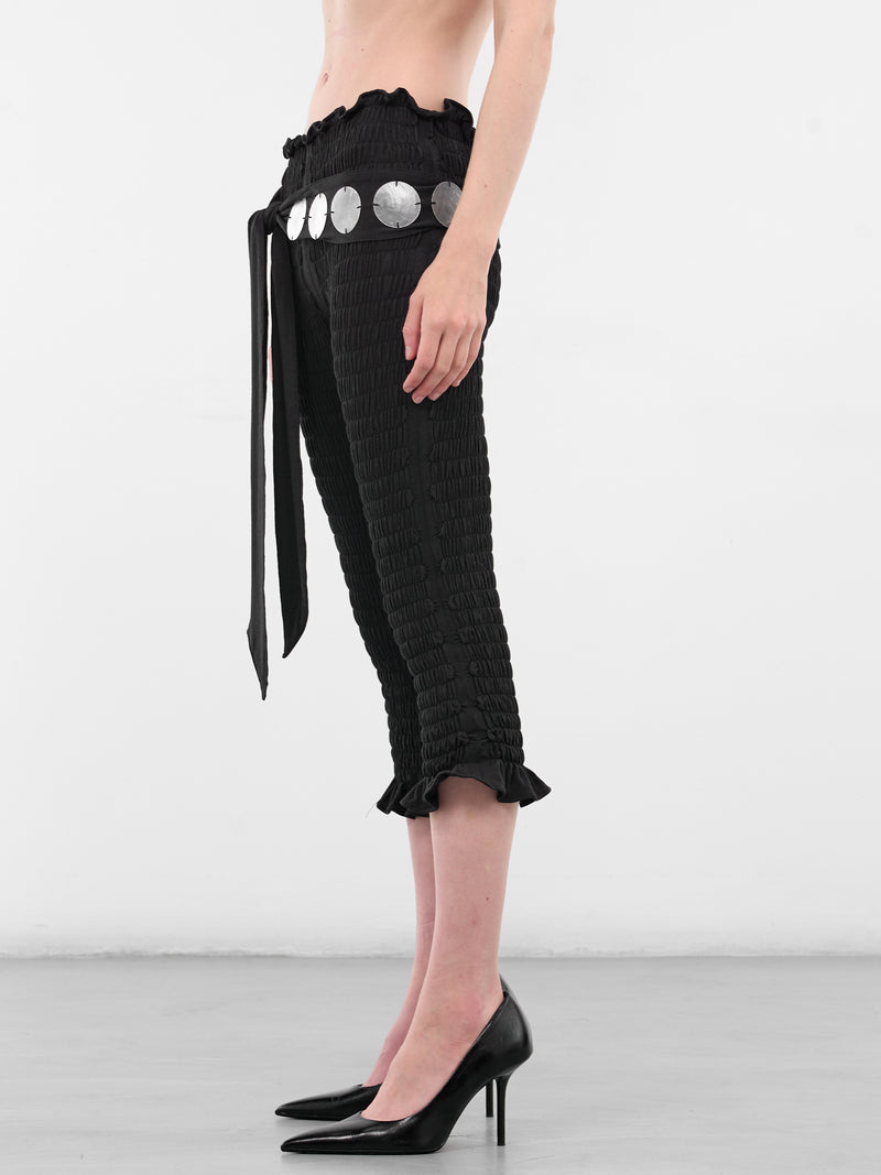 Bamboo-Cotton Shirred Capri Pants (3011-BLACK)