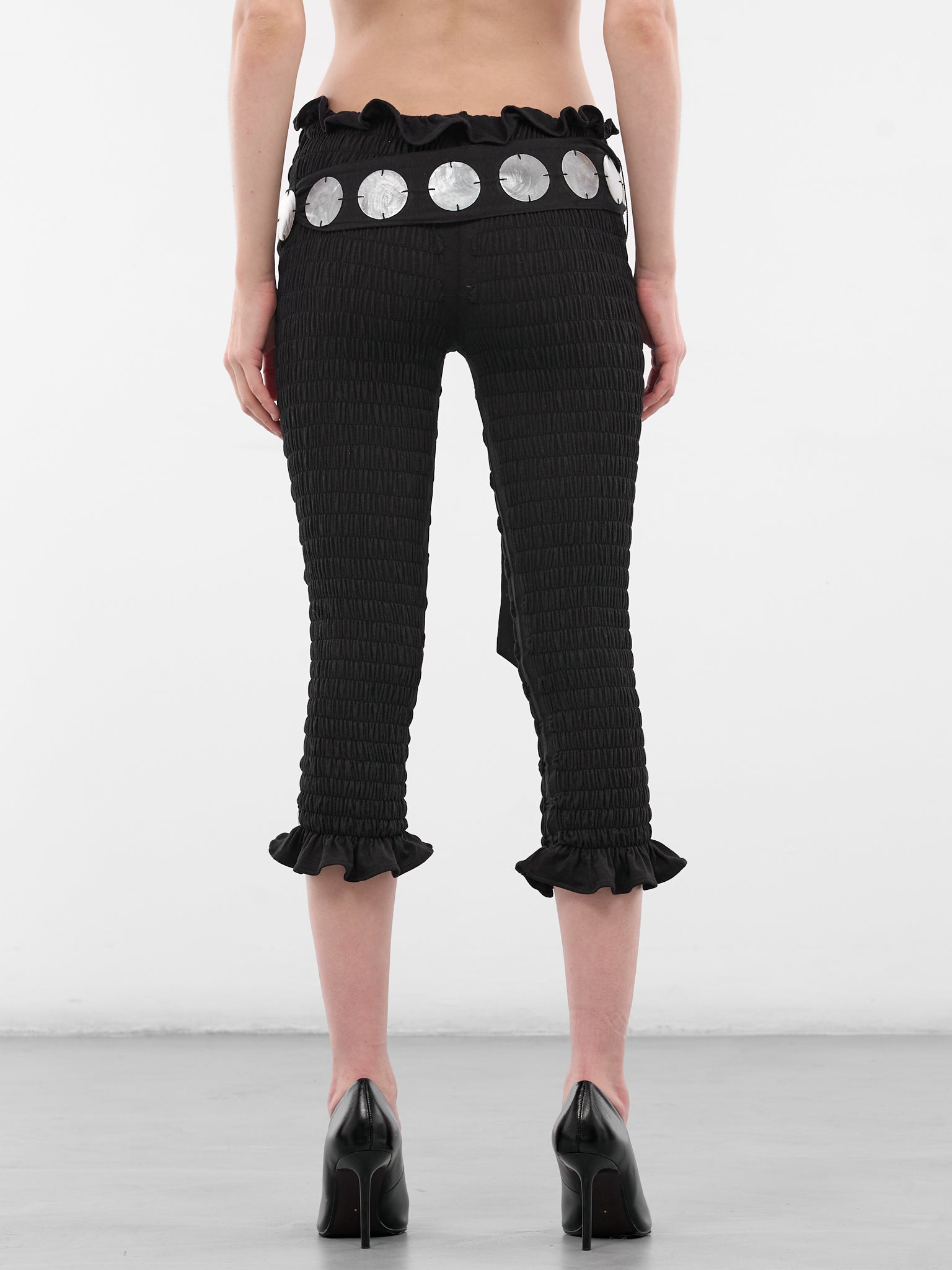 Bamboo-Cotton Shirred Capri Pants (3011-BLACK)