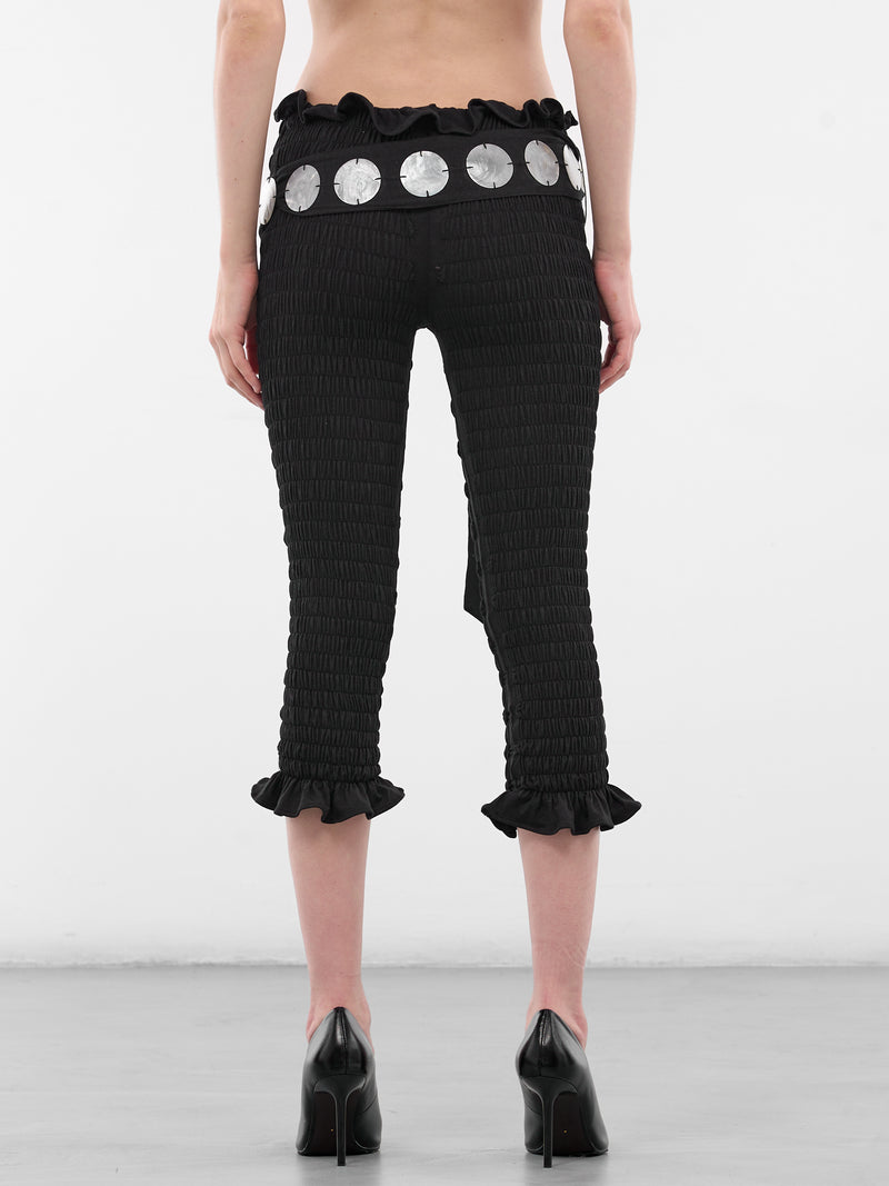 Bamboo-Cotton Shirred Capri Pants (3011-BLACK)