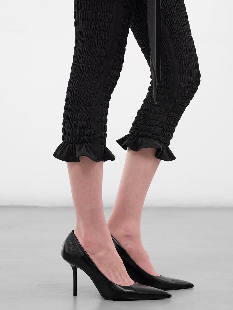 Bamboo-Cotton Shirred Capri Pants (3011-BLACK)