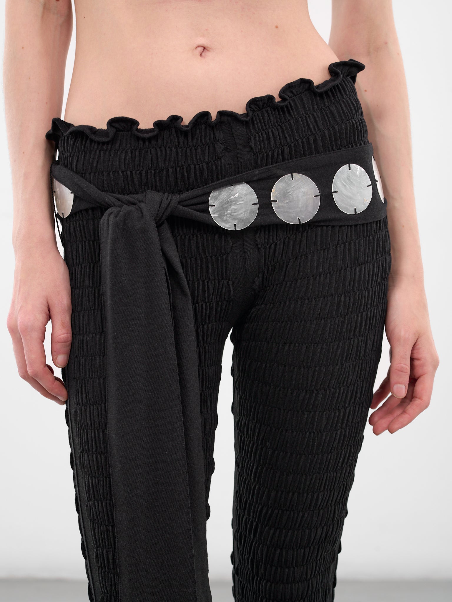 Bamboo-Cotton Shirred Capri Pants (3011-BLACK)