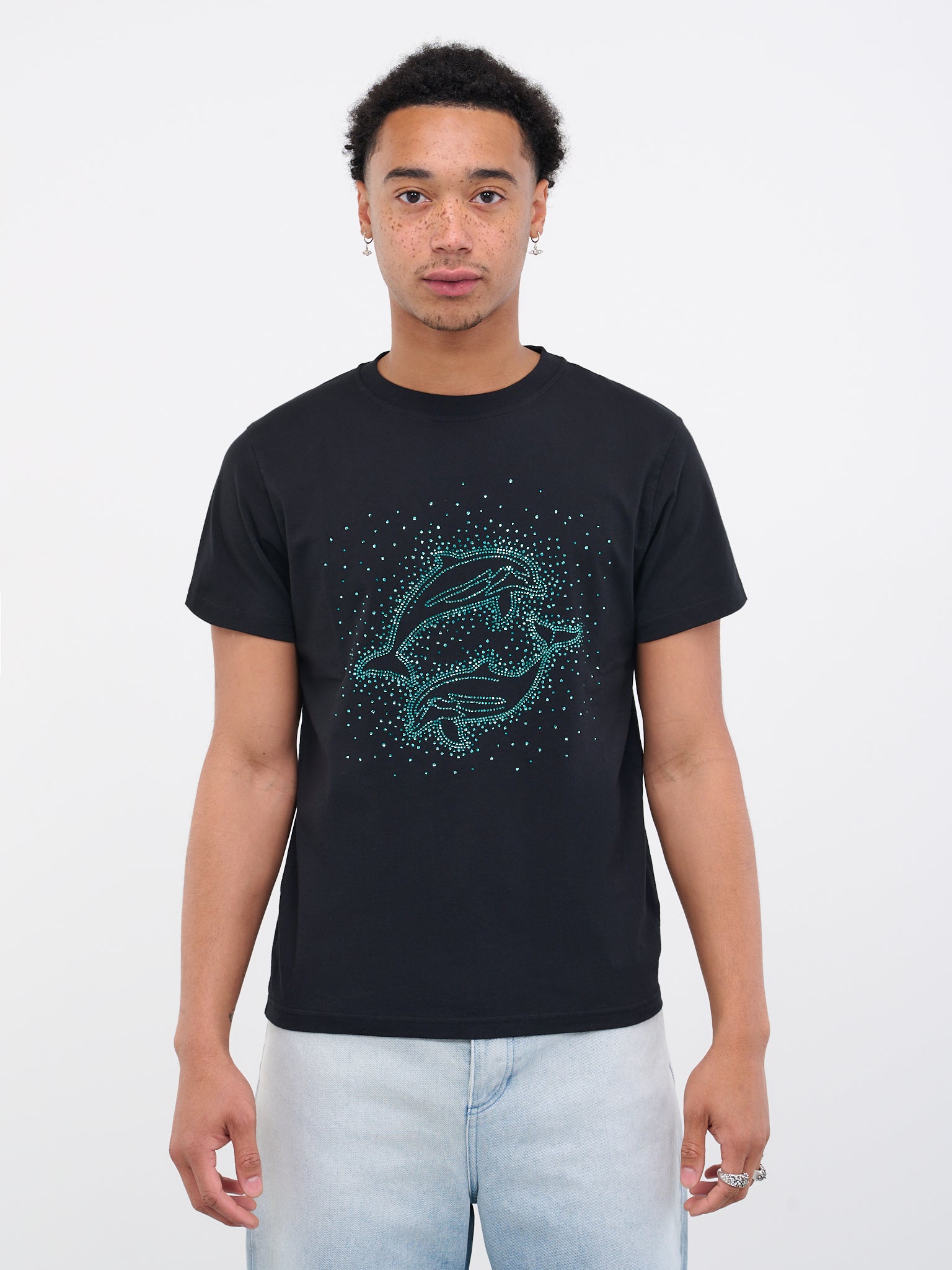 Embellished Dolphin T-Shirt (3016C-J002-BLACK-DOLPHIN)